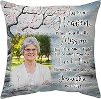 Vista 30 de Hyturtle Almohada conmemorativa personalizada de condolencias con inserto de 12 x 12 pulgadas, regalos impresos de doble cara para la pérdida de un