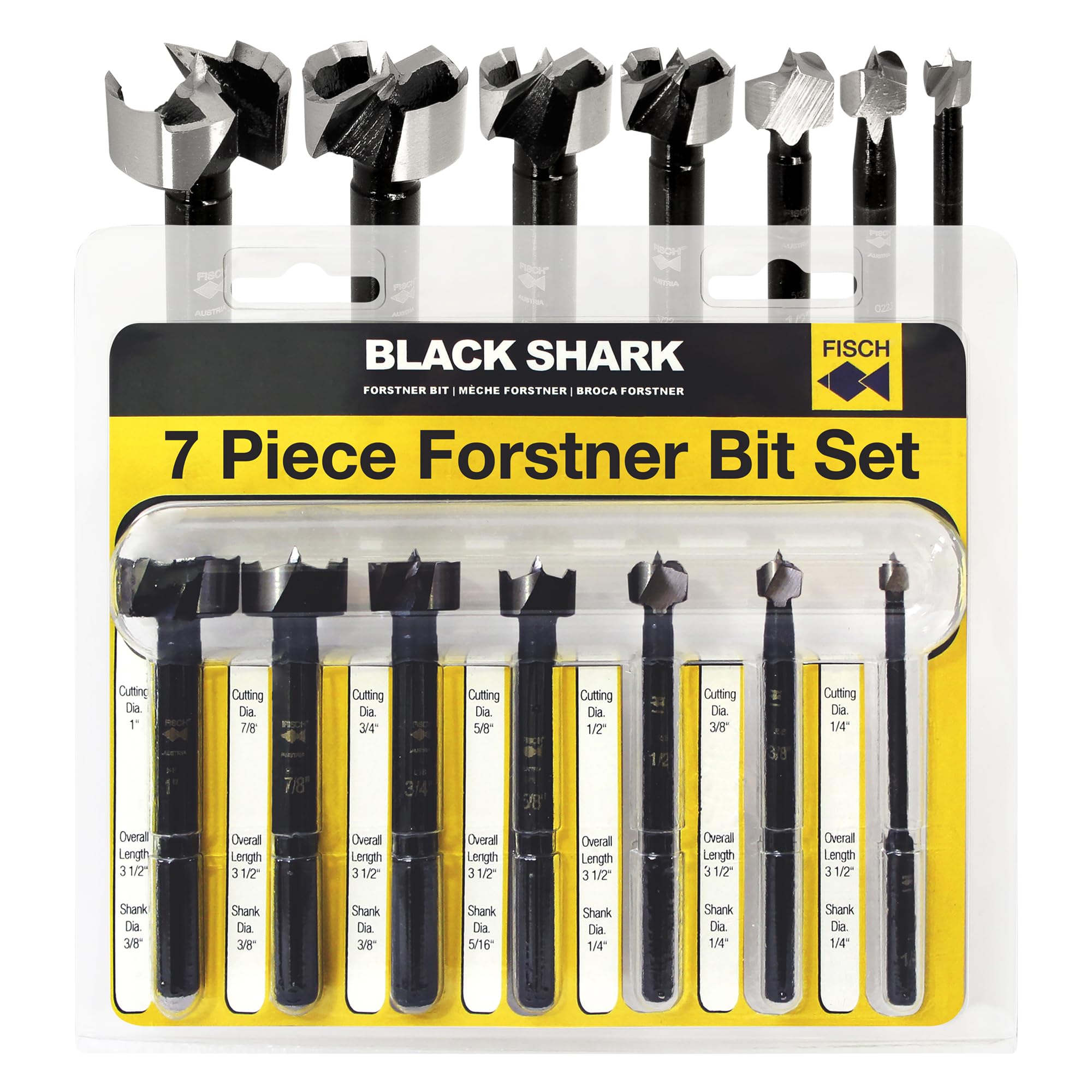 Fisch Black Shark Forged Steel Forstner Drill Bit Set for