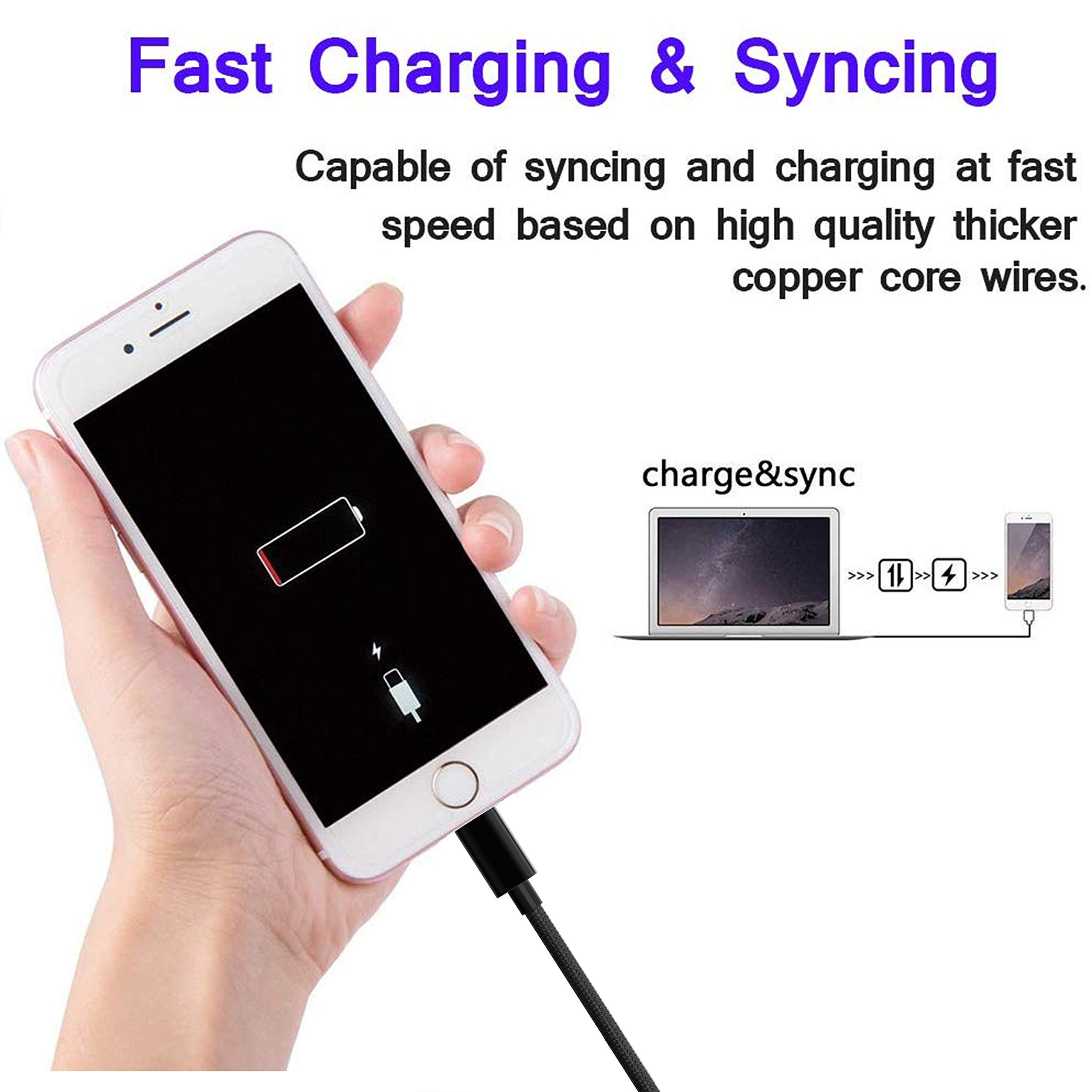Apple MFi certificato USB C a Lightning cavo da 4 FT caricabatterie/sincronizzazione per iPhone X/XS/XR/XS Max / 8/8 Plus, (per uso con caricabatterie di tipo C) 1,2 m (nero)