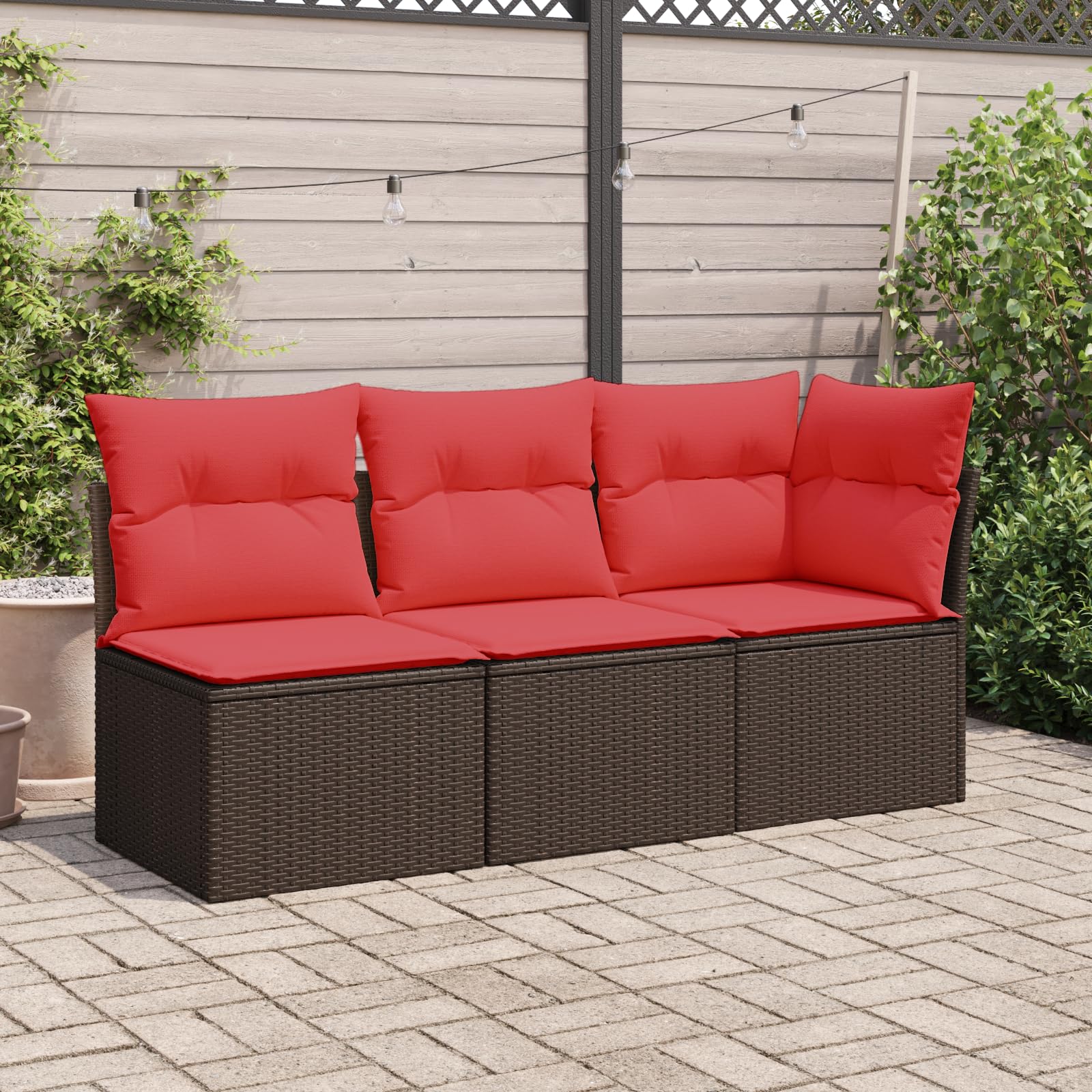 Divano da Giardino Polyrattan Marrone 55x62x69 cm | Cuscino seduta sfoderabile lavabile, telaio acciaio verniciato a polvere, design modulare, carico max 110 kg