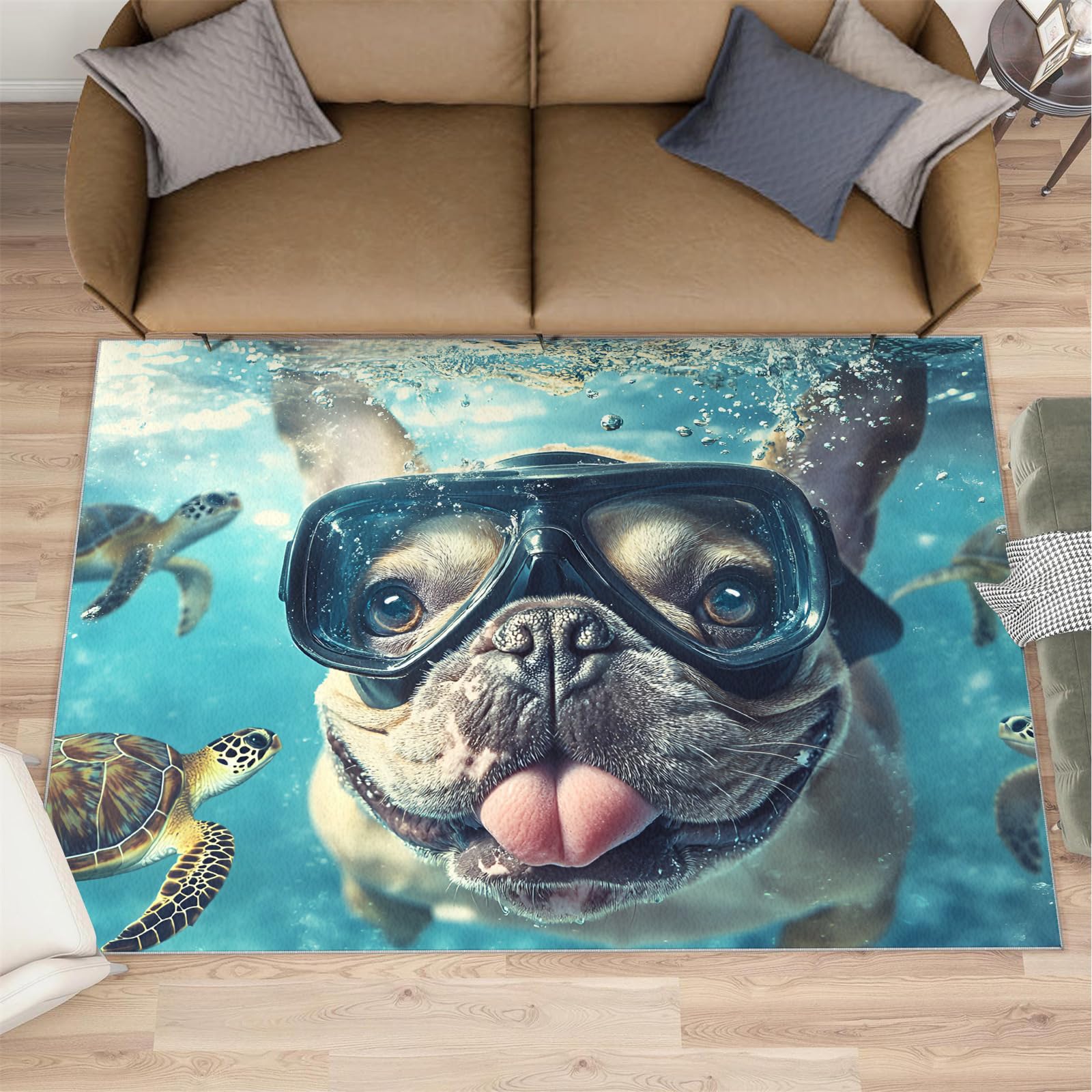Tapis antidérapant bouledogue français poils courts 140 x 200 cm