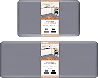 Vista 23 de HappyTrends 2 tapetes de cocina acolchados antifatiga, resistentes y ergonómicos de espuma de pie, impermeables, antideslizantes, para el hogar