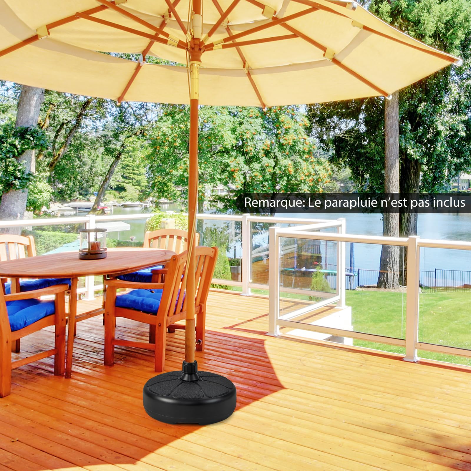 COSTWAY Pied de Parasol pour Parasol φ38mm, Support Parasol Extérieur en HDPE Rempli de 18 kg Sable & Eau/15 kg Sable / 9,5L Eau, Poignée de Transport, pour Terrasse Piscine Jardin, Dia.37 x H19 cm