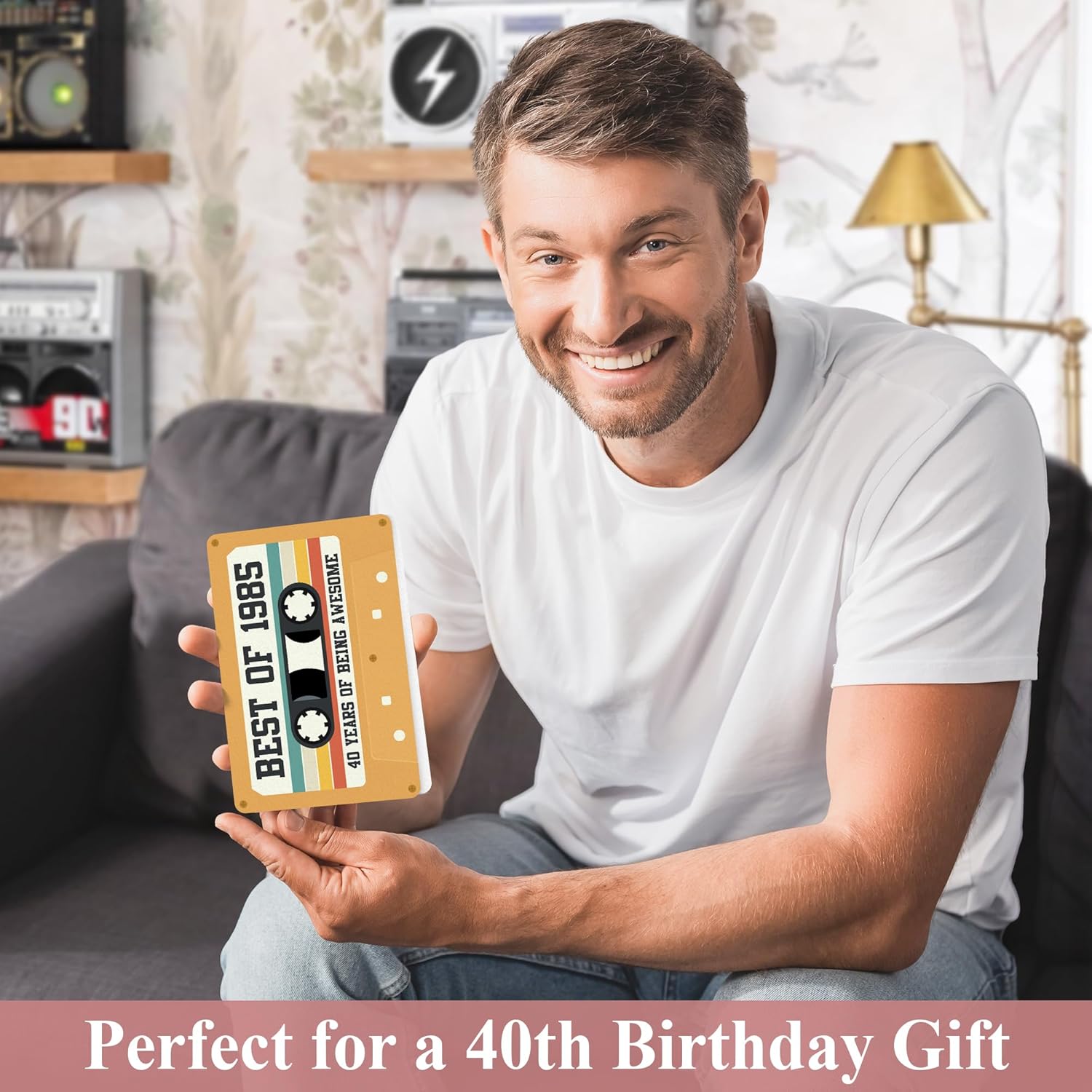 Retro 40th Birthday Card for Men Women, Unique 40th Birthday Gifts for Him Her, Cassette Tape Card for Bday Decoration, Best Vintage Gift Ideas for Husband Wife, Son, Sibling, Friend, Colleague, Boss - Image 4