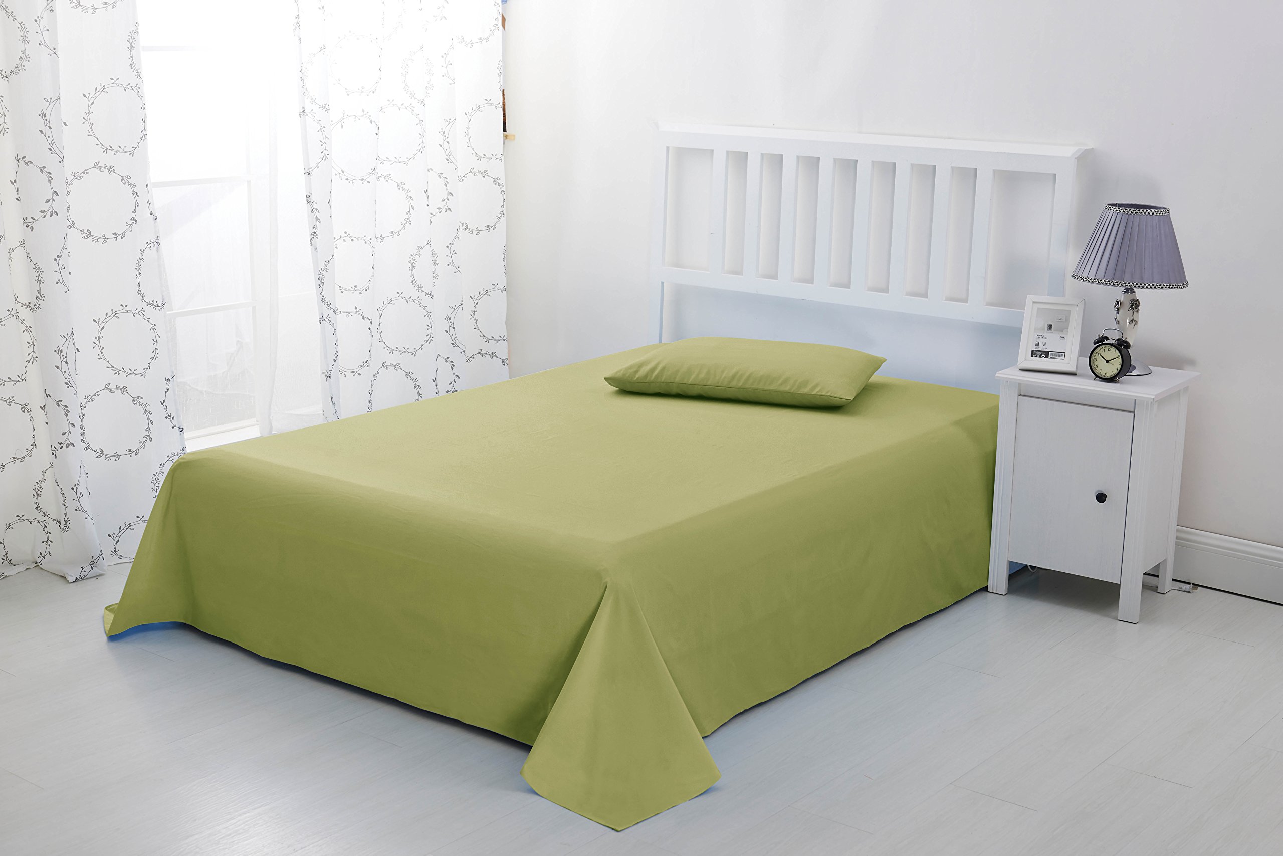 Sonia Linens Home Basic Soft Brushed Microfibre Flat Sheet - Non Iron Breathable Hypoallergenic Top Sheet (Green, Double)
