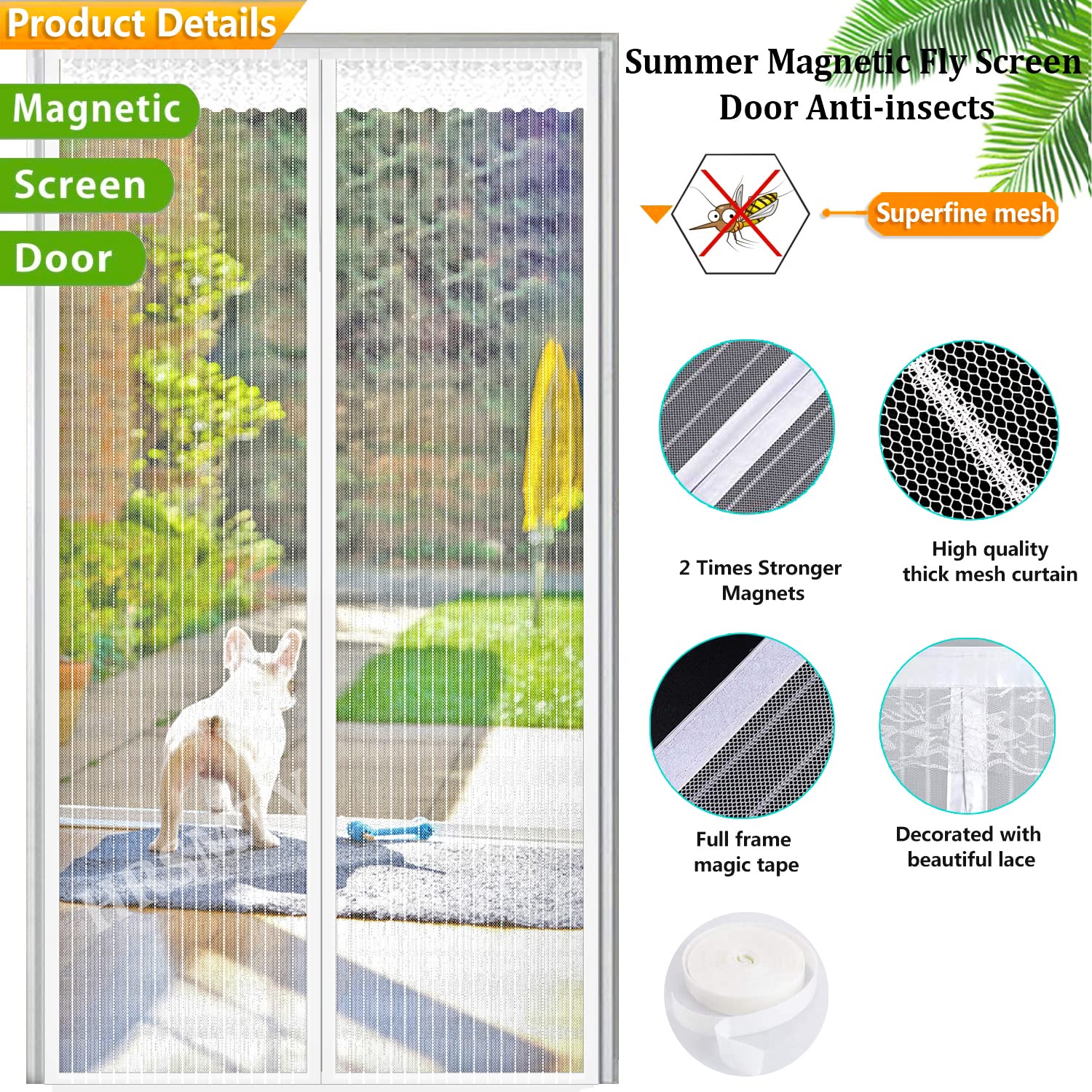 UnBugs Porte Moustiquaire Magnétique – Empêche Les Insectes D'entrer Et