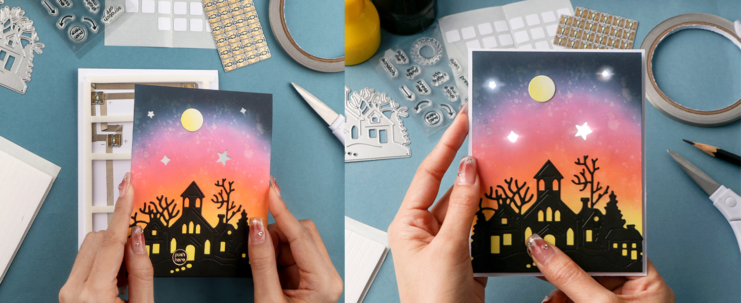 OTCRAFT 30 stuks witte led-stickers en geweven geleidingsband; knutselset voor speciale kaarten, scrapbooking, decoratie, lichtprojecten