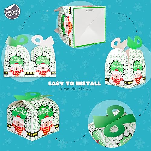 Miniatura 5 de easykart labels 24 cajas de regalo de Navidad con lazo, cajas de Navidad 3D, cajas de regalo de cartón de Papá Noel para niños, suministros de
