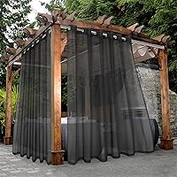 Vista 25 de BONZER Cortinas traslúcidas blancas para patio impermeables para exteriores – 2 paneles con ojales, cortina transparente de gasa para interiores