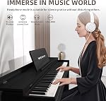 WENCAI Piano numérique 88 Clés Pesée Hammer Action Clavier en bois Piano droit Accueil Piano numérique Électronique 88-Key Piano avec triple pédale MIDI Piano électrique supporté, Black-Hammar Action Pianos électriques, Piano électronique droit en bois pour B