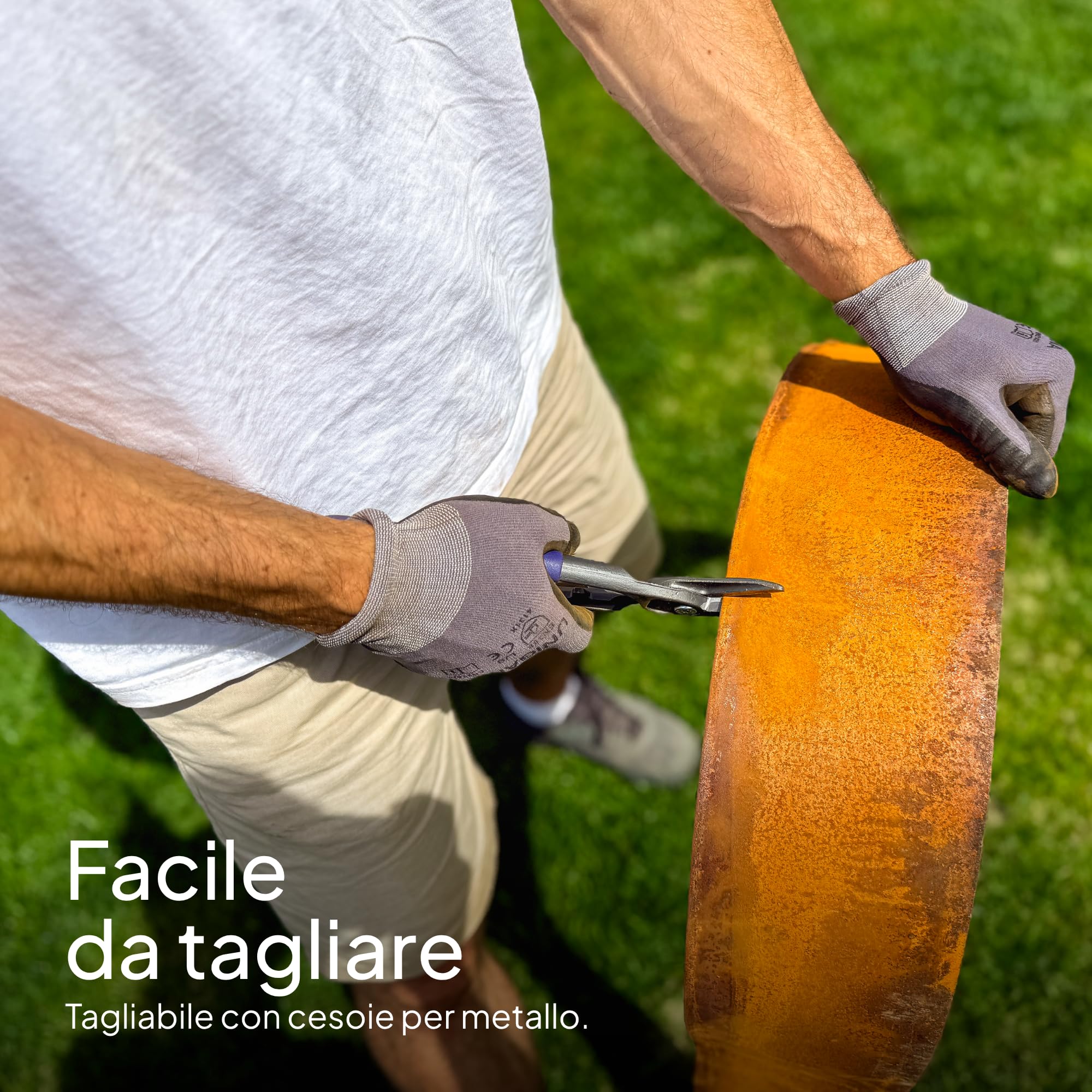 UNIGARDIA Bordura per Giardino in Acciaio Corten 10 m - Bordura per Aiuola in Metallo, Altezza 14 cm - Installazione Facile - Bordo per Prato in Ruggine, 1 Paio di Guanti Inclusi