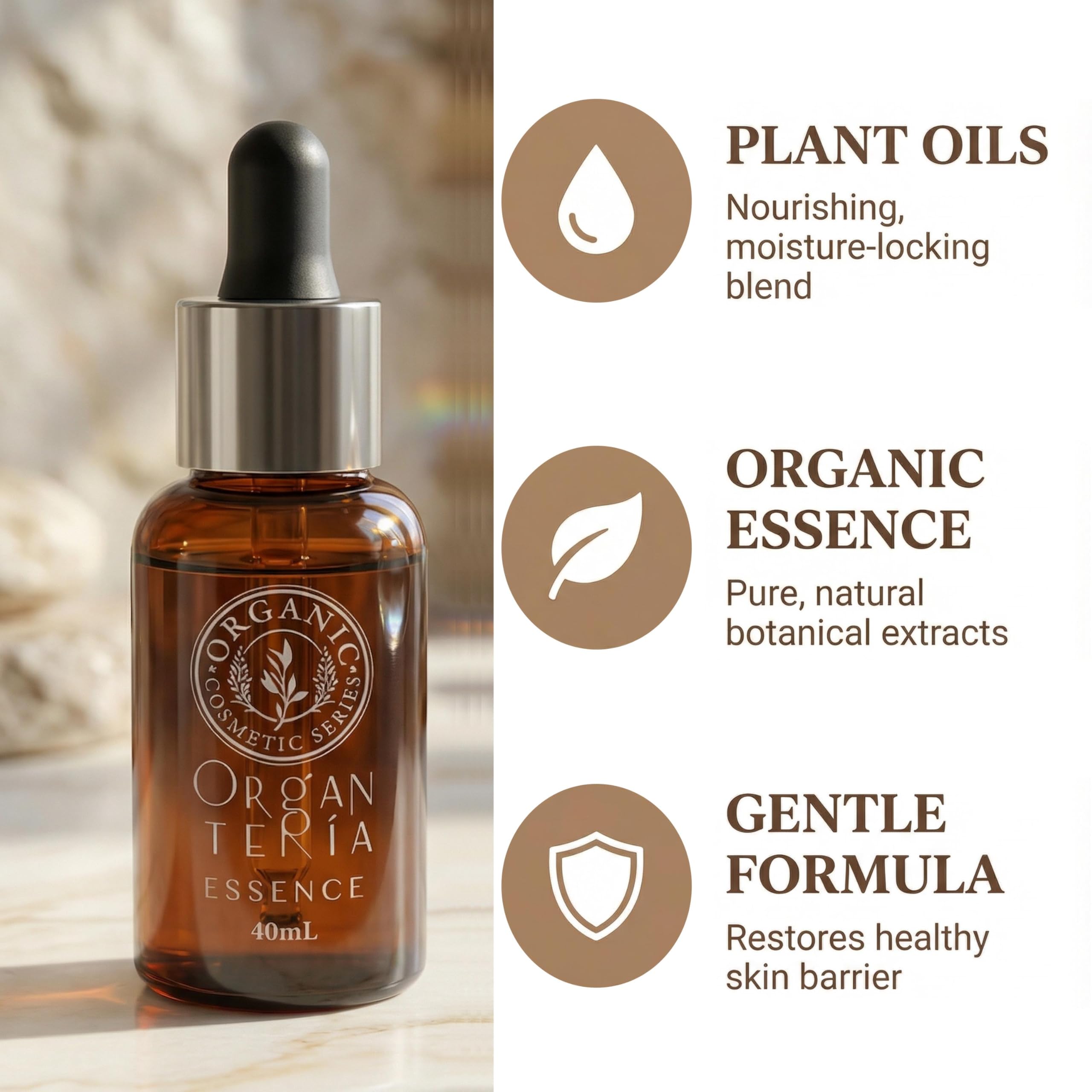 Elitzia Naturalny roślinny olejek do twarzy, odżywczy i kojący olejek do twarzy z jojoba i słodkimi migdałami, łagodzi suchość skóry wrażliwej, lekki 1,41 fl oz, naprawia i zapewnia blask