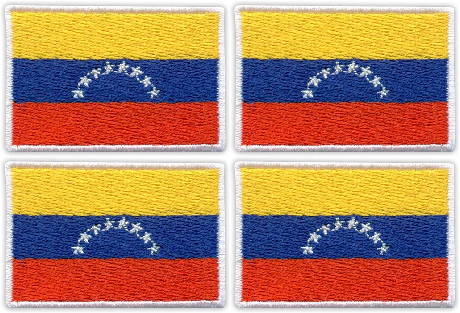 Set of Four - Flag of Venezuela - Iron-on/Heat Seal Backing - Embroidered Patch/Badge/Emblem