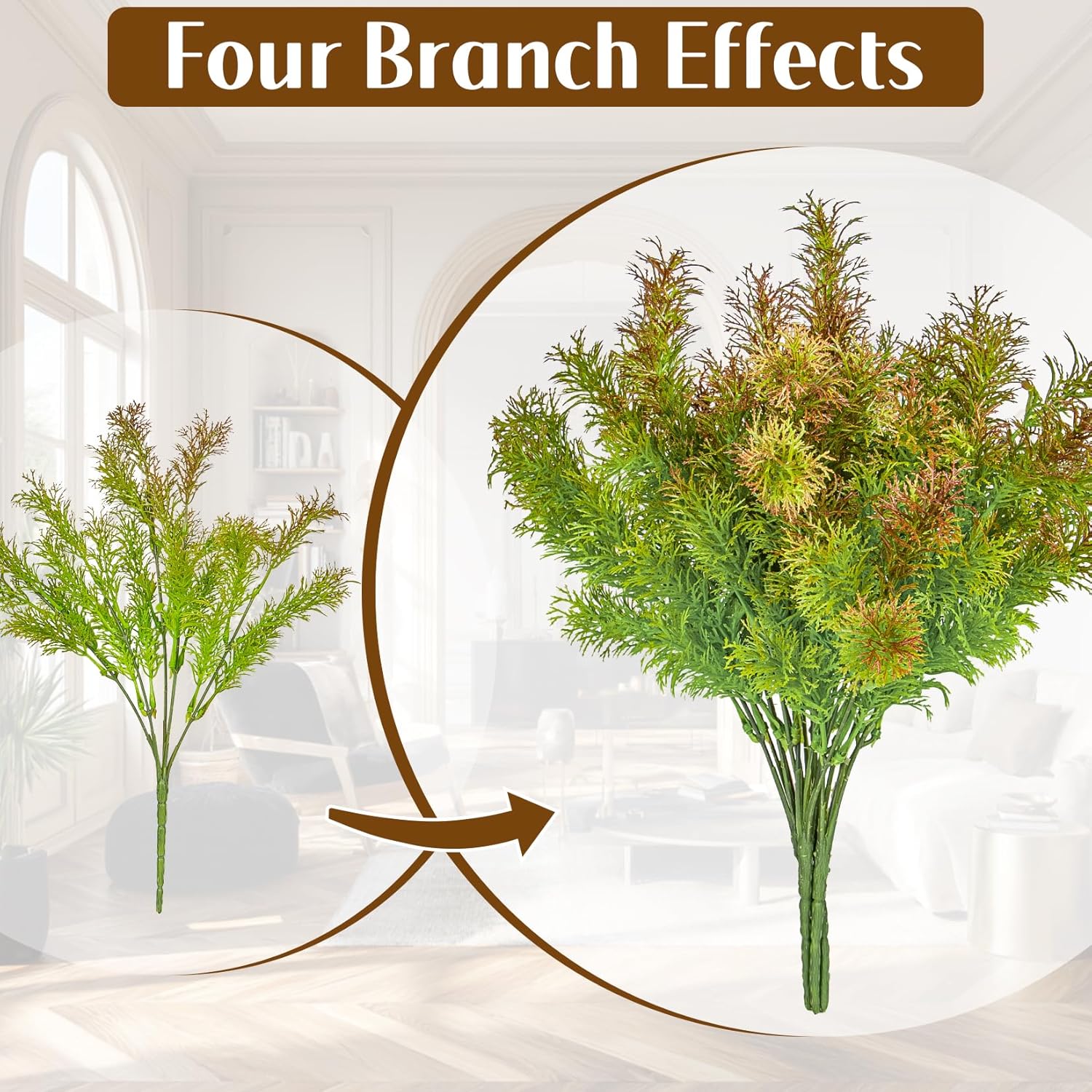 4PCS Small Fake Plants Decor - RAINFLOW Fake Flowers for Decoration Fall Decorations for Home Backyard Front Porch Decor Yard Decorations Outdoor Decor Indoor Plants Artificial Greenery Stems 13.1IN - Image 3