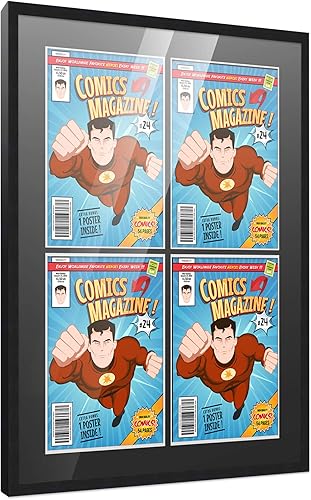Miniatura 10 de Marco de cómic con paspartú para 5 cómics de la era actual publicado después de 1985, marco de cómic negro para cómics de 6.875 x 10.5