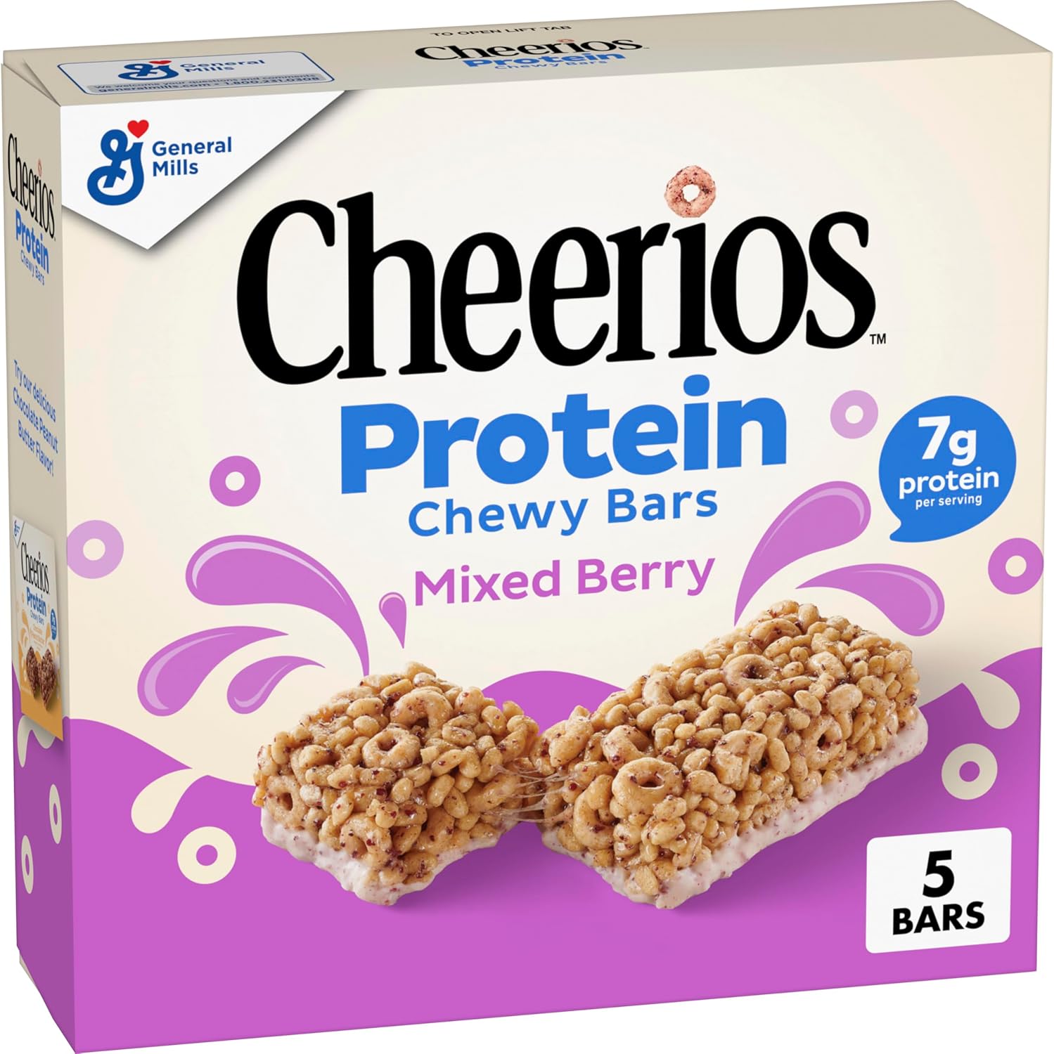 Protein Chewy Bars, Sna Bars, Mixed Berry, 5 Ct