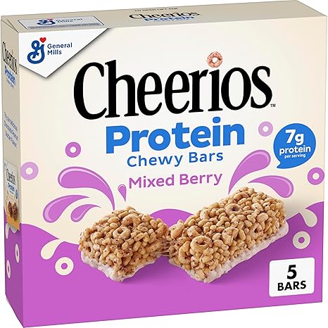 Cheerios Protein Chewy Bars, Snack Bars, Mixed Berry, 5 Ct, 6.35 oz