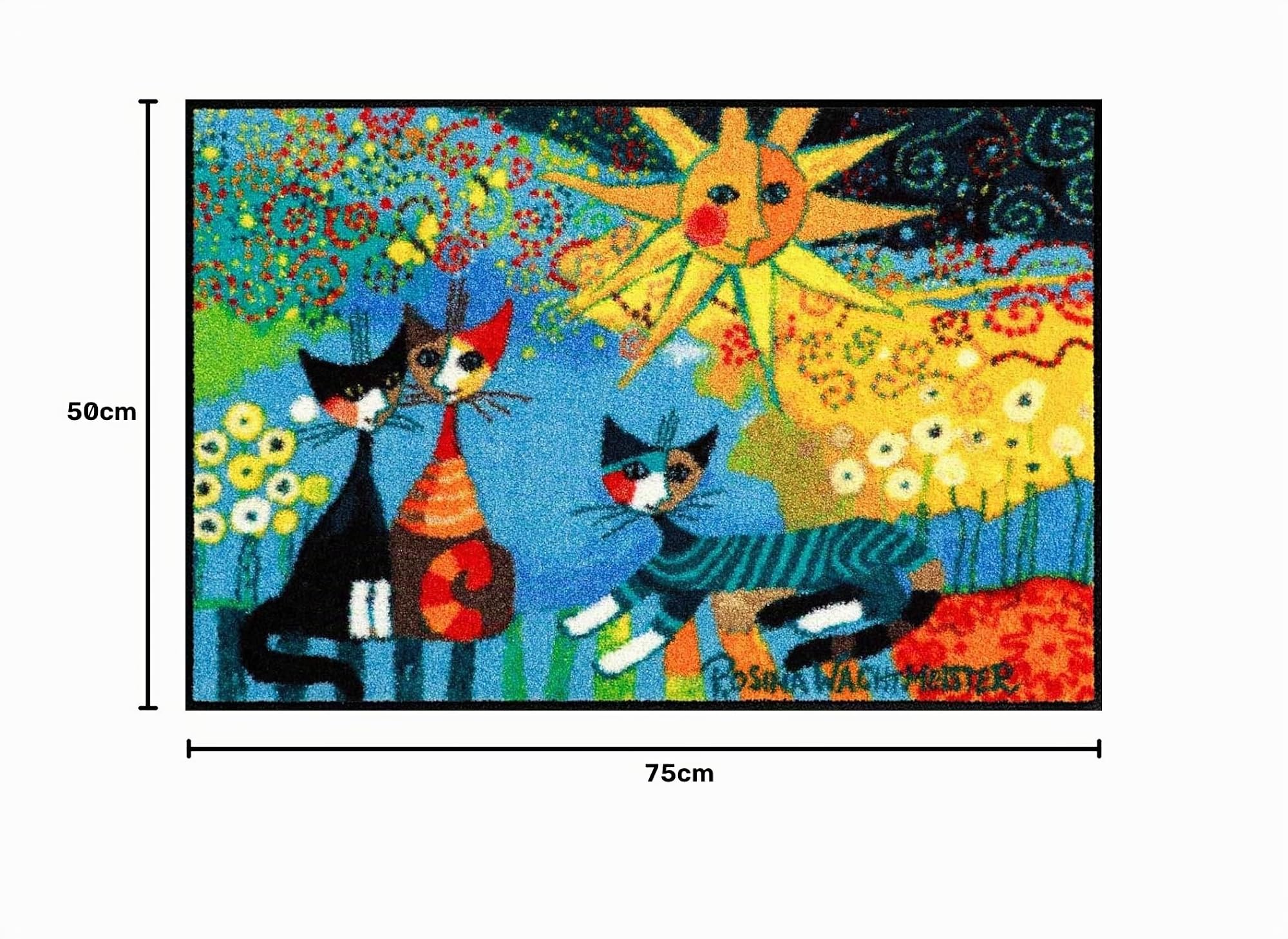 Salonloewe Rosina Wachtmeister Fußmatte La Dolce Vita waschbar trocknergeeignet Katzenmotiv, Größe: 50 x 75 cm