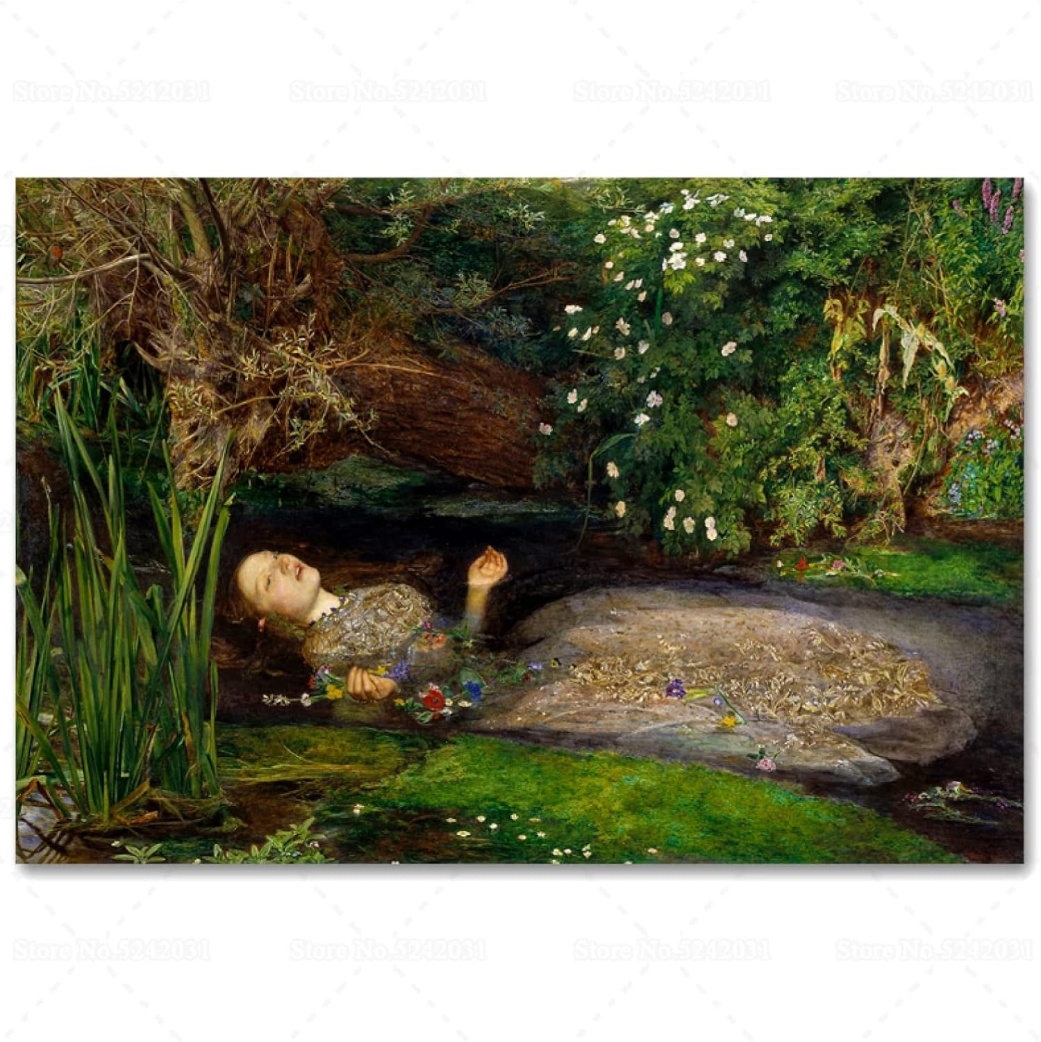 Amazon.co.jp ジョン・エヴァレット・ミレー オフィーリア 有名な絵画 ハムレット キャラクター ウォールアート キャンバス 絵画