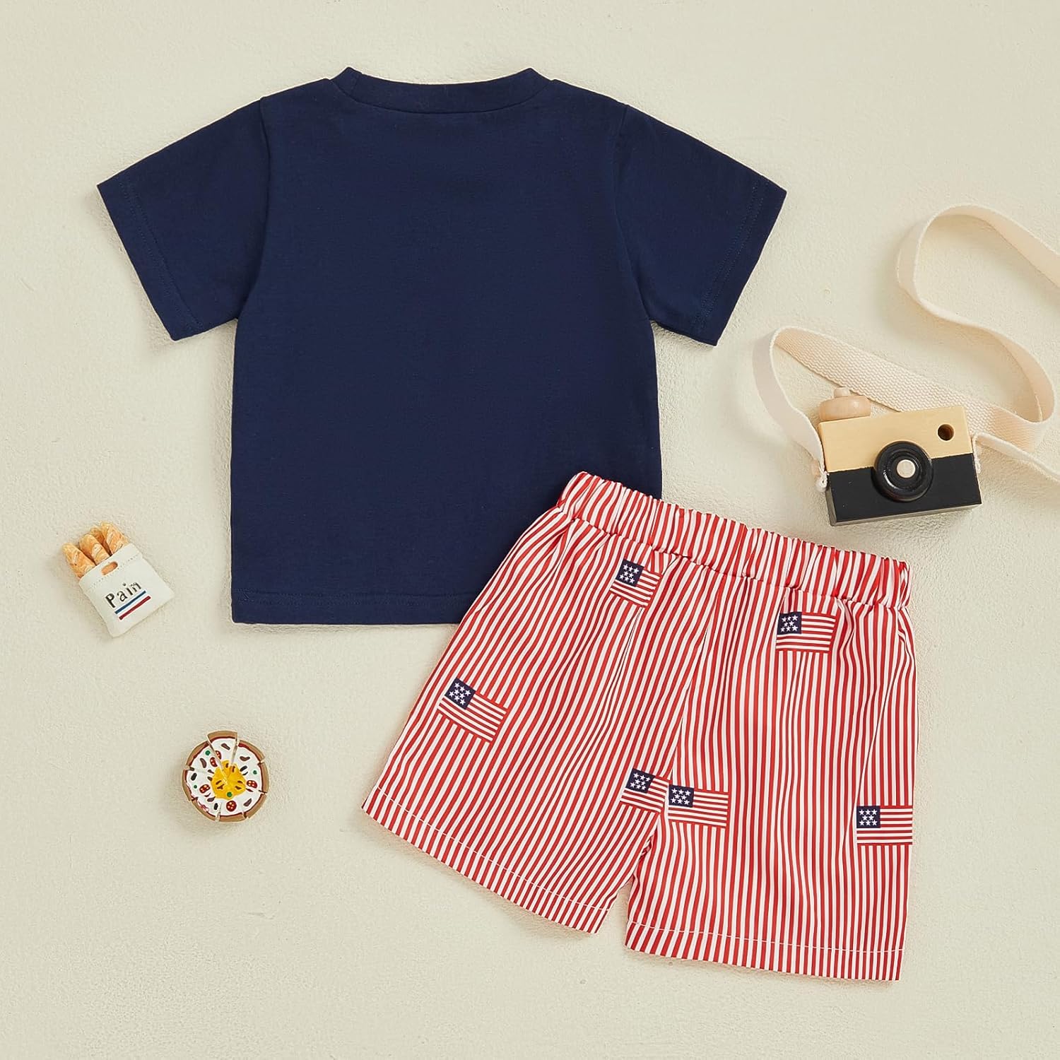 4th of July Toddler Baby Boy Clothes American Flag Ice Cream Embroidery Short Sleeve T Shirt Plaid Shorts 2Pcs Clothes - Image 5