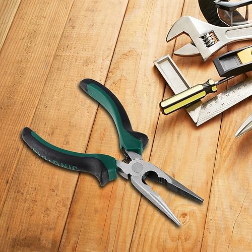 Miniatura 7 de HOIGON Paquete de 12 alicates de punta de aguja de 6 pulgadas, alicates de punta de aguja con resorte con cortador de alambre y peladores, alicates