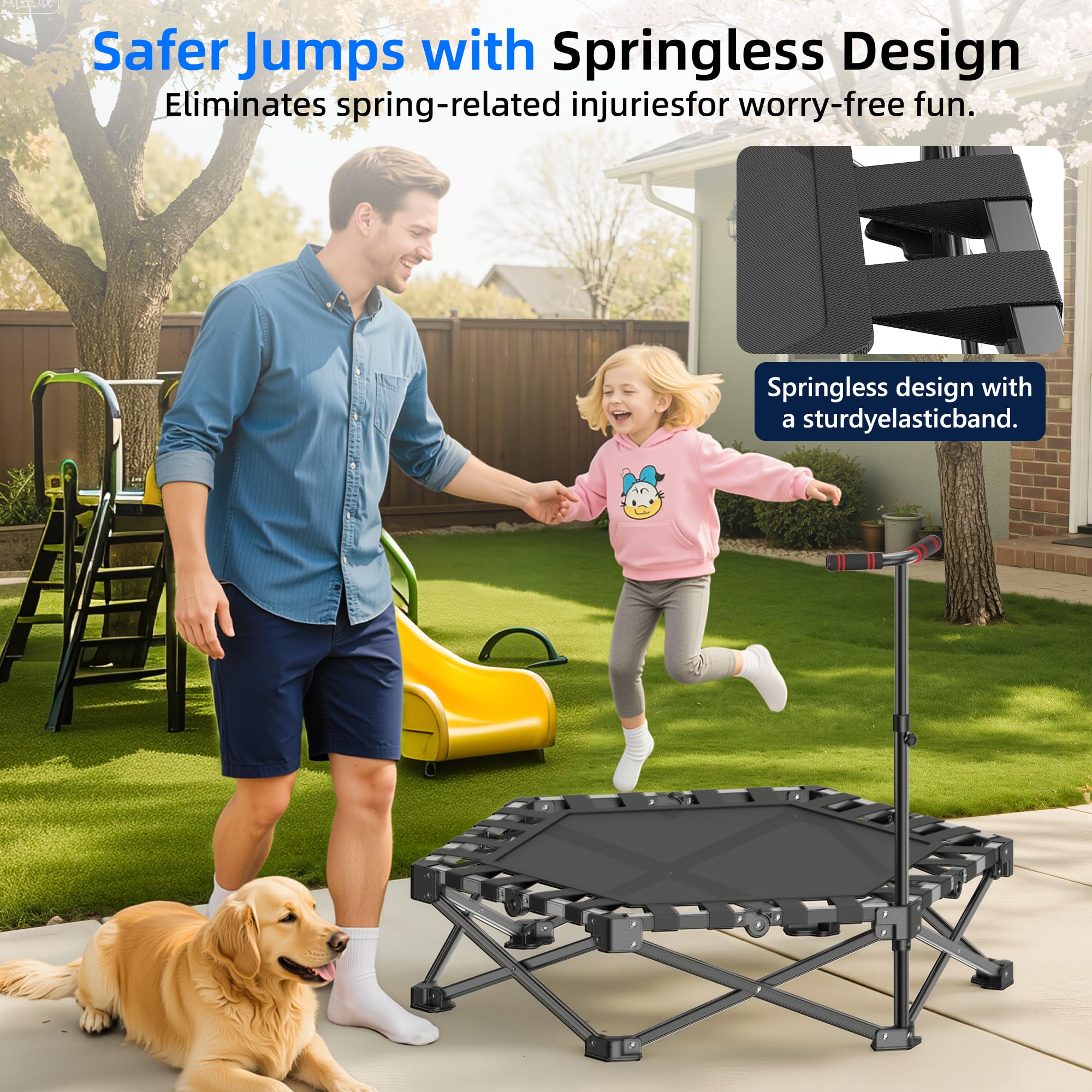 Mini trampolino fitness da 50 pollici per adulti – Rimbalzo da interno con telaio robusto ideale per l'allenamento a casa ed esercizi sportivi. Portata massima 230 kg.