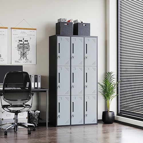 Vista 91 de Letaya Armario de almacenamiento de metal para empleados, armario organizador de acero con cerradura de 1 puerta para trabajo, escuela, gimnasio