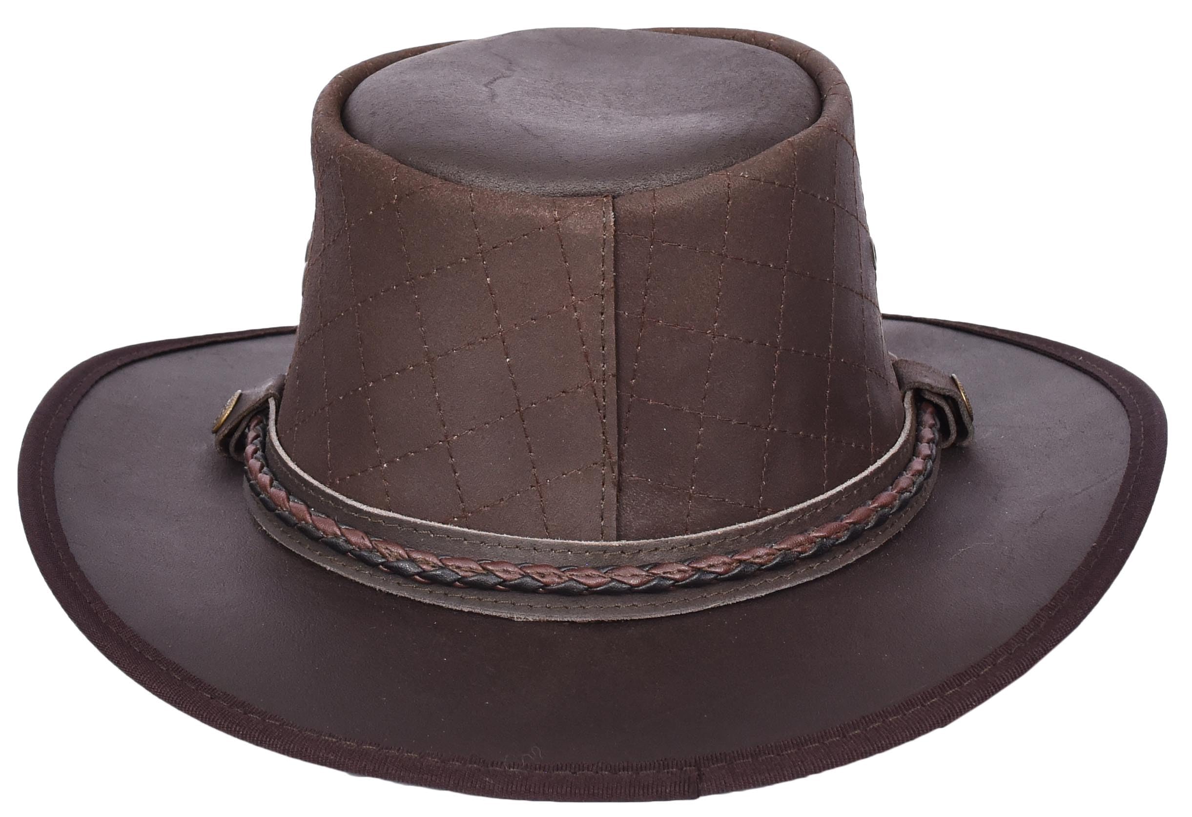 Sombrero australiano de piel auténtica, estilo vaquero, color marrón Ozzy