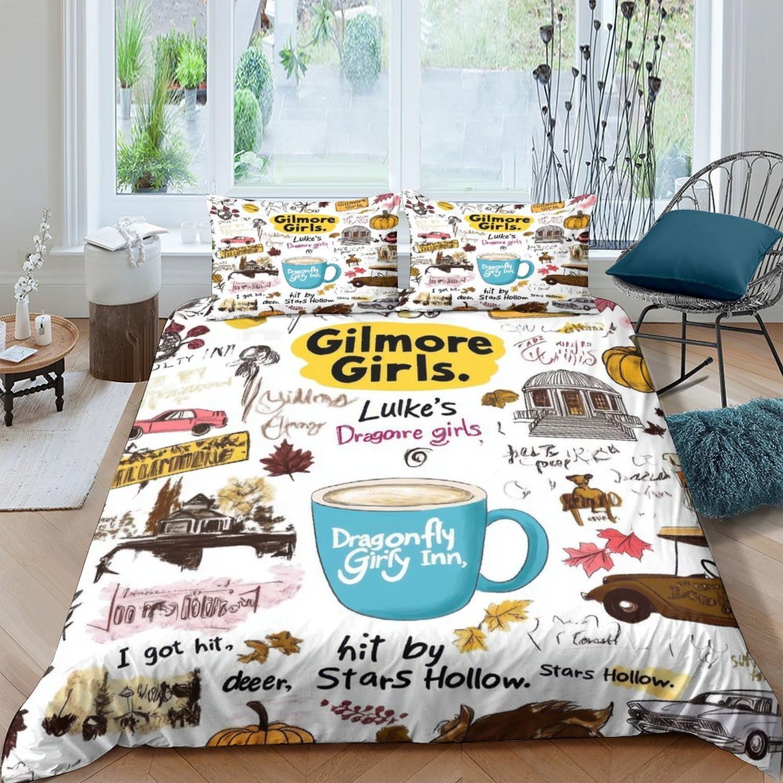 Ctjqhvkz Style-10 3D Printed Coffee Quote Fitted Sheet Microfiber Soft Breathable Autumn Leaves Bed Cover For Bedroom Dorm Mattress Decor Single（135X200cm）