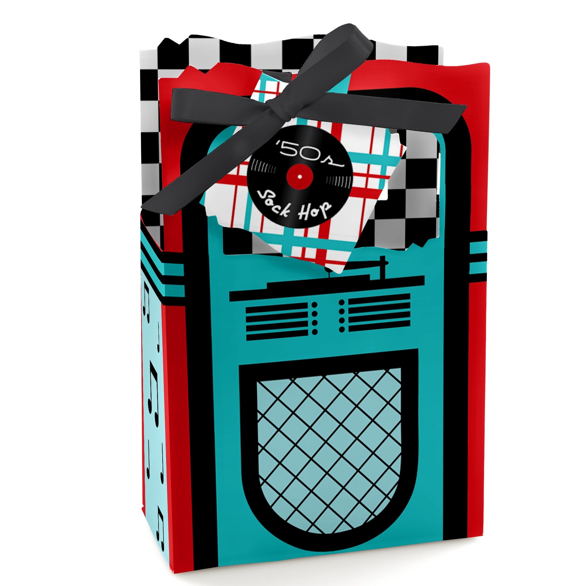 Big Dot of HappinessBig Dot of Happiness 50's Sock Hop - 1950s Rock N Roll Party Favor Boxes - Set 12