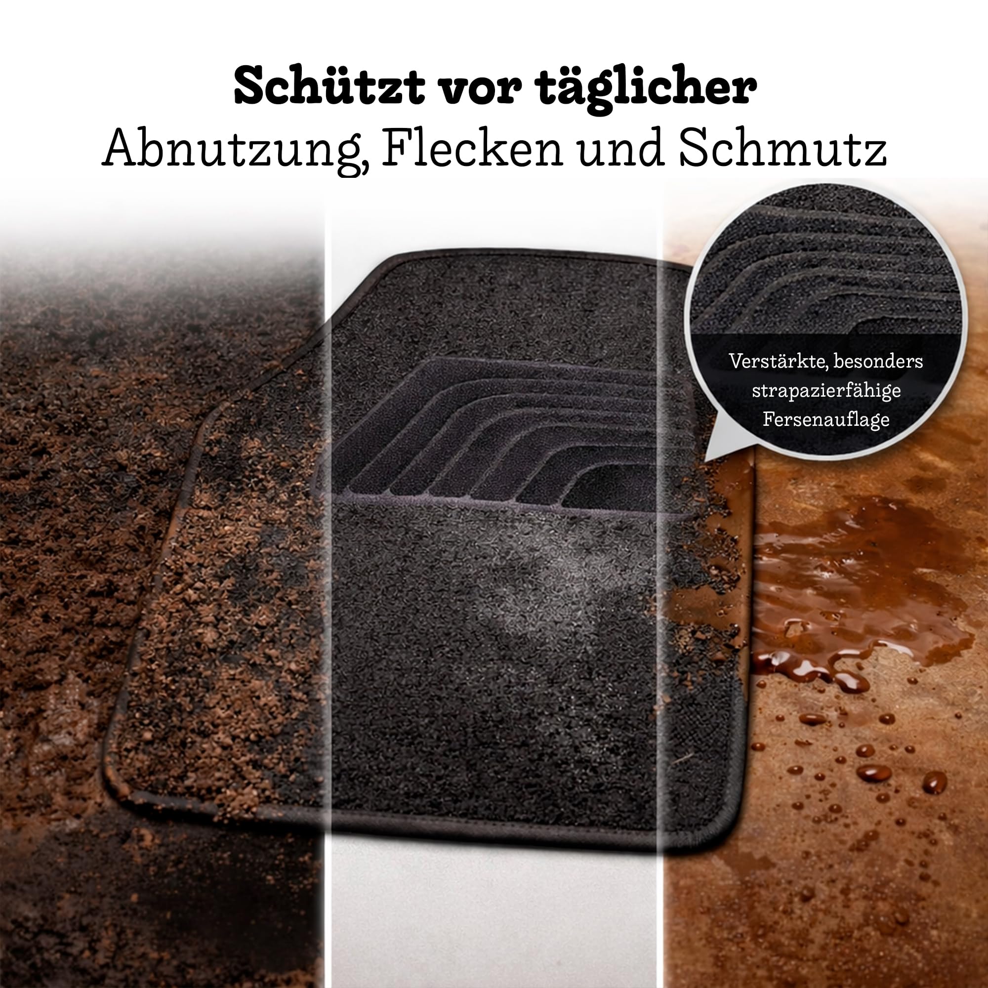 Universal-Auto matten, 4er-Pack (2 automatten vorne + 2 hinten), Teppichmatten für den Boden, rutschfeste Matten, leicht zu reinigen, Autozubehör für den Innenraum