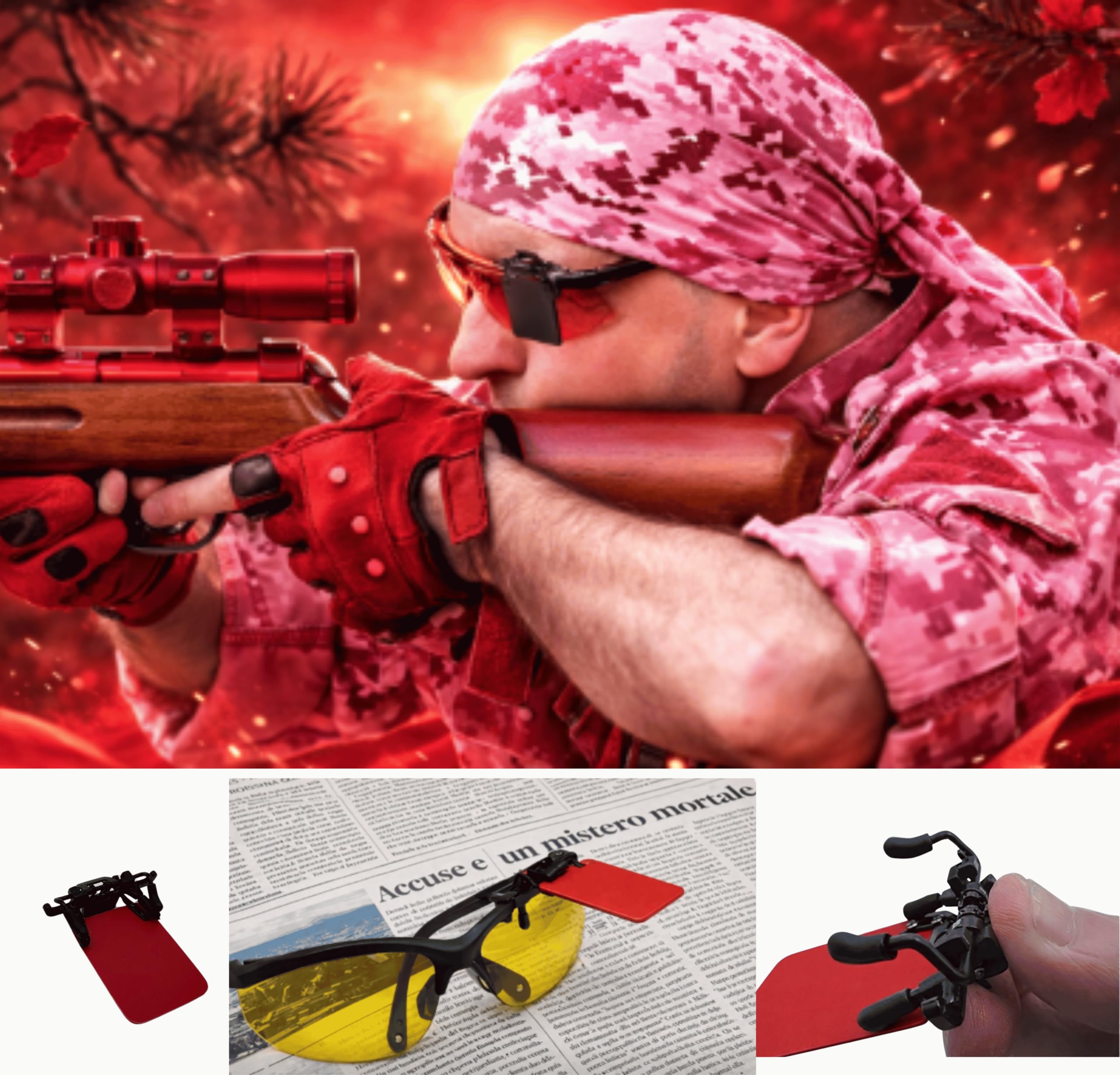 Gafas de tiro estándar internacionales con clip oclusor, paquete de 2