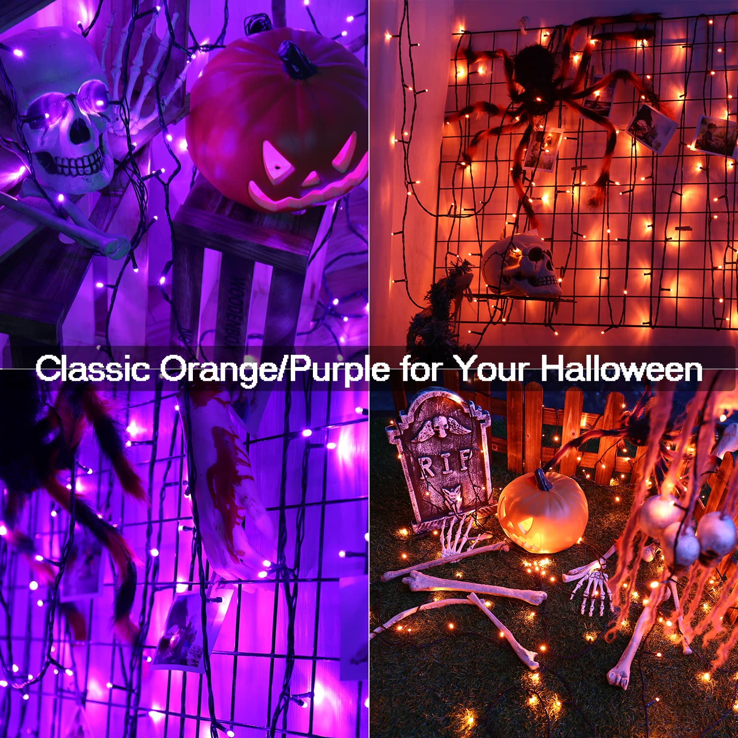 PhilzOps Halloween Stringa Luci Esterni,20M 200 LED Natale RGB Catena Luminose Spina Cambio Colore Impermeabile Ghirlanda Decorative con Telecomando per Natale Interno Matrimonio Festa Letto Camera