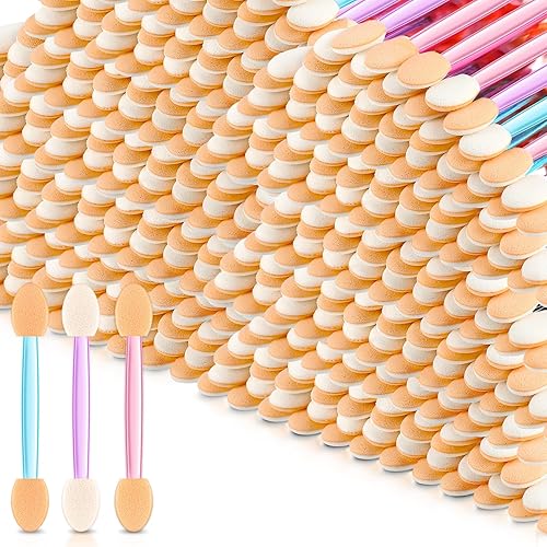 Tanlade 500 aplicadores de sombra de ojos, brochas de maquillaje desechables para sombra de ojos, cepillos de esponja de doble cara para mujeres y