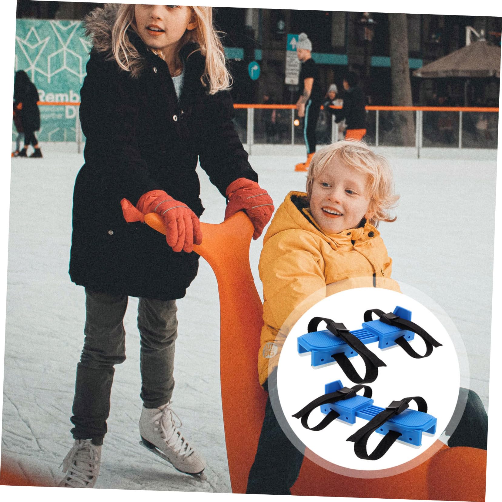 BESPORTBLE Pattini da Ghiaccio per Bambini Doppia Lama Regolabili | 1 Paio, Plastica, Coperture Protettive Incluse, per Outdoor Skating e Sport Invernali, Accessorio per Bambini