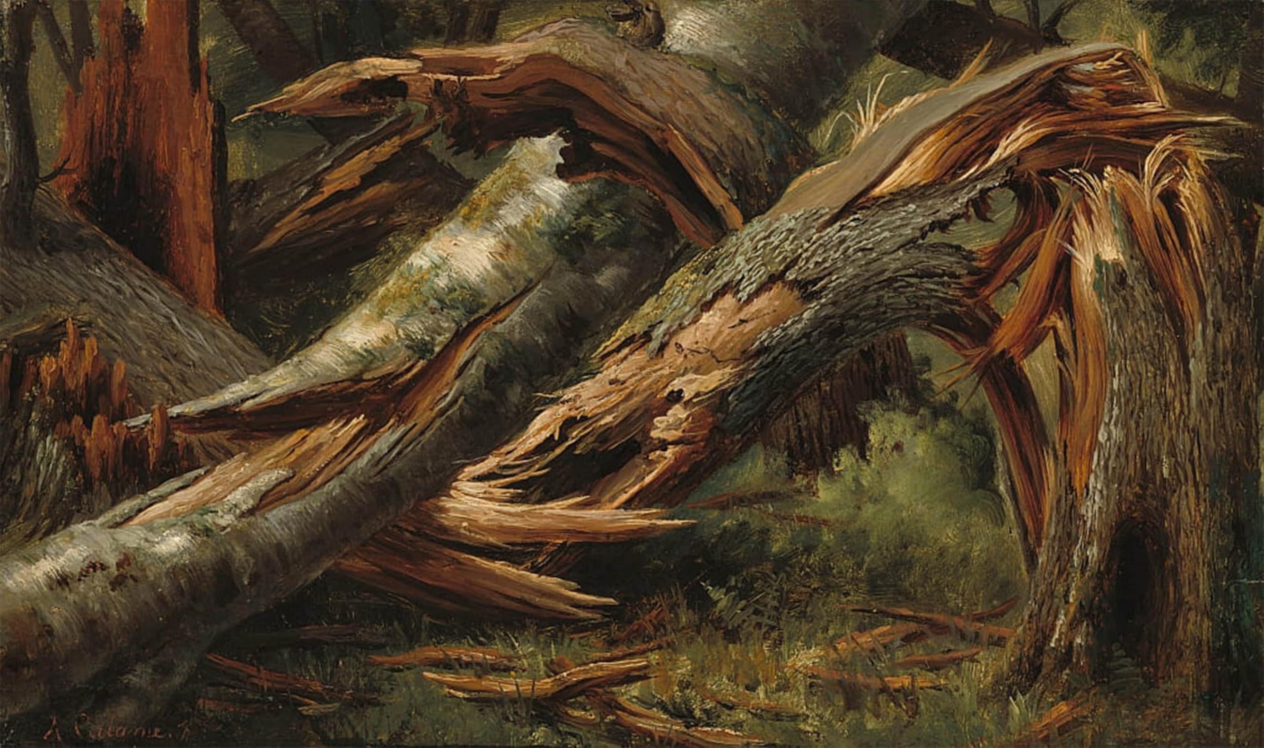 ARTXLXXBN Famous Print Painting Colorful Art Print Fallen Tree by Alexandre Calame Canvas Art Decorations for Home Decor 60x90cm