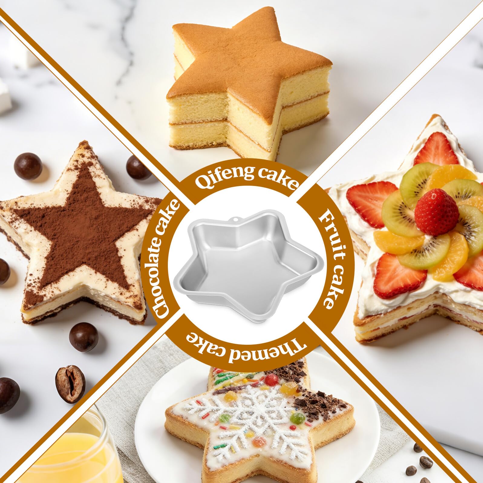 SOLUSTRE Teglia per Dolci a Forma di Stella in Alluminio Resistente 24X23 CM Stampo Antiaderente per Matrimoni e Celebrazioni Utensile da Forno Duraturo