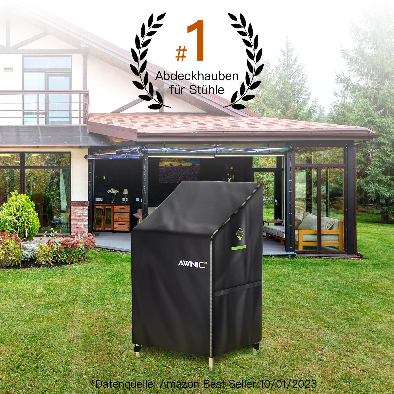 Awnic Housse de Protection pour Chaise de Jardin - Tissu Oxford - Imperméable - Résistant à la déchirure - Polyester 420D - 65 x 75 x 85/120 cm
