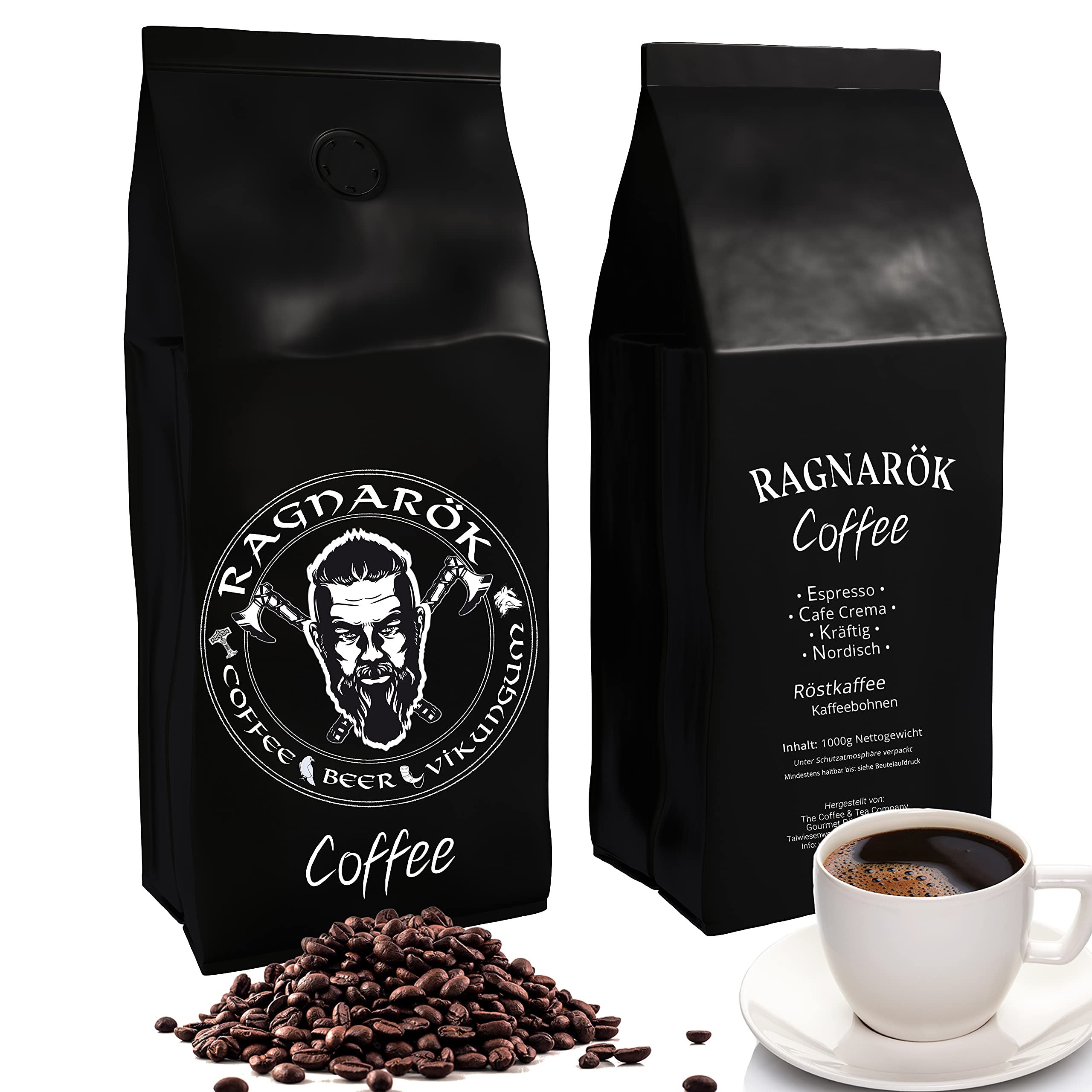 C&T "Ragnarök Coffee" nordischer Röst-kaffee | 6000g ganze Bohne | als Espresso & Cafe Crema trinkbar | kräftig + würzig + aromatisch | 100% natürlich mit Koffein