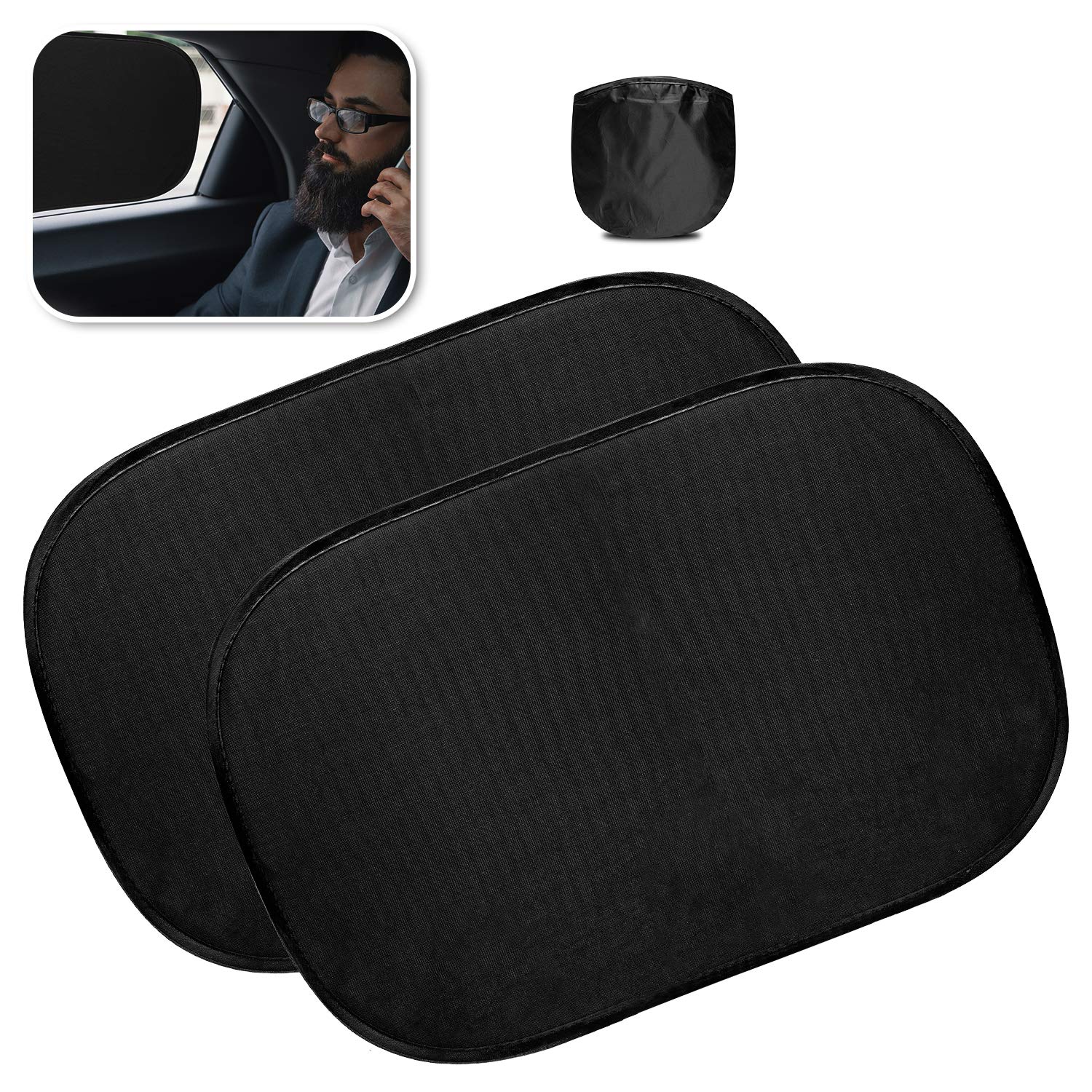 Zone Tech Car Window Shade- 2 Pack- Cling Sunshade For Side Window Universal Fit Breathable Blocking UV- Static Cling Mesh Easy Installation Stretchable Protects Baby Kids Pet, Fits Cars Trucks SUV