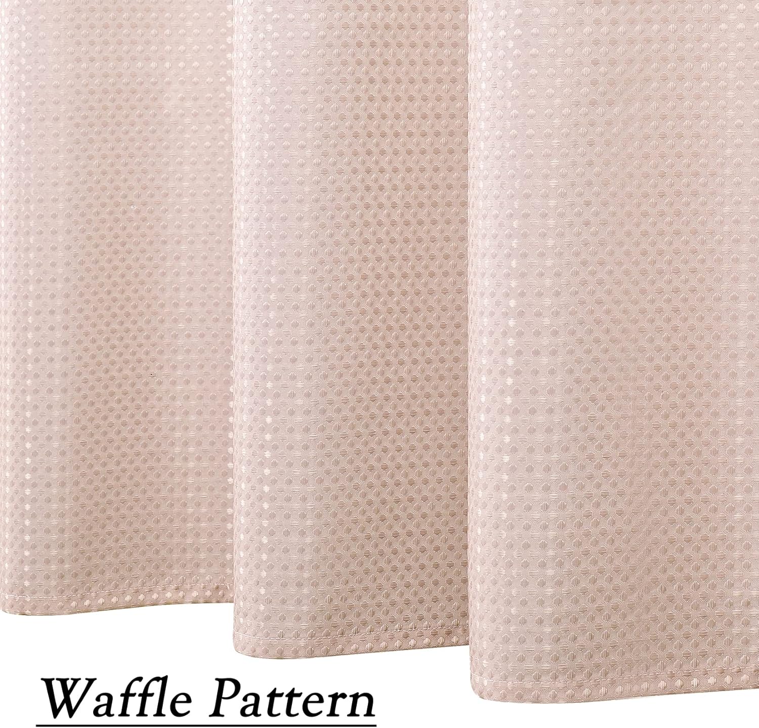 WEST LAKE Pink Waffle Shower Curtain Ombre Decorative Water Resistant No Hook Shower Curtain for Bathroom Hotel Spa with Grommet Machine Washable,Gradient White to Blush 70" Wx72 L