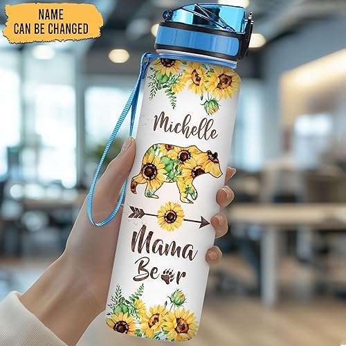 Vista 55 de TheSunCozy - Botella de agua motivacional personalizada de 32 onzas con diseño de girasol de mapache con texto en inglés "You Are My SunSunshine