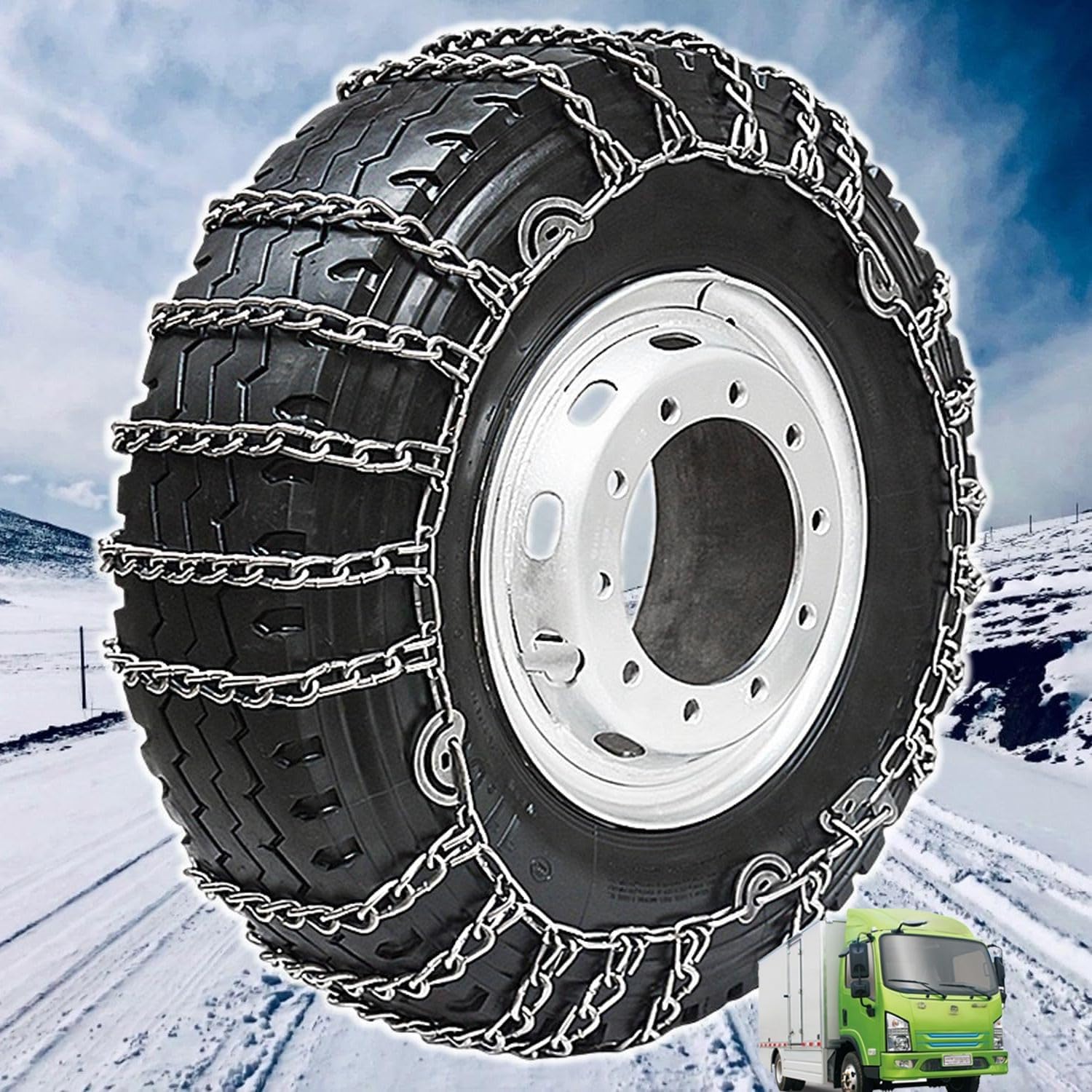Tire Traction-2pcs Snow Chains for Semi Trucks Snow Chains for Tires Universal Metal Tire Chains for SUV Trucks Pickup Trucks Semi Trucks Van Trucks ATV Light Truck Heavy goods vehicles 205/75R17.5