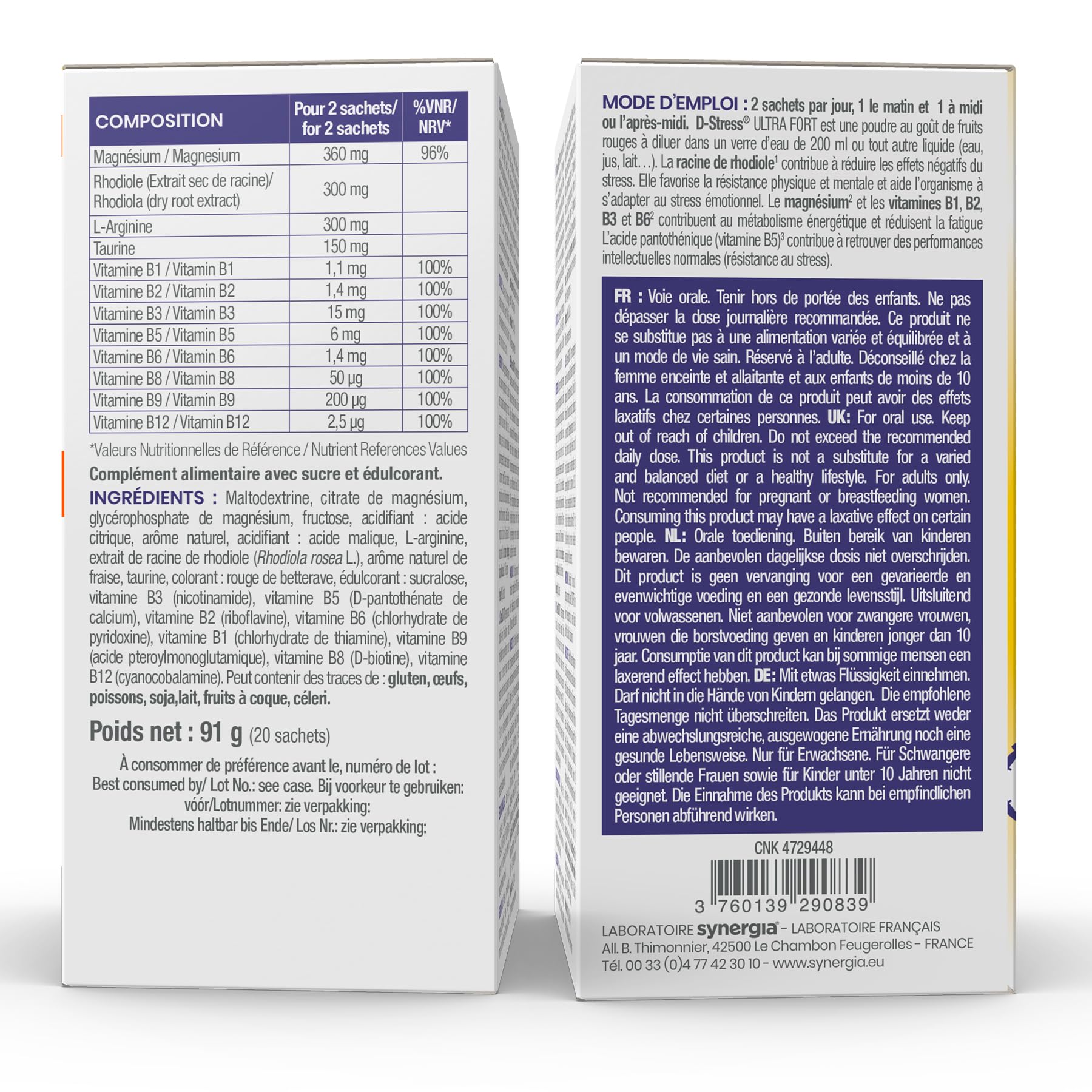 Pack Nerviosismo | 1 D-Stress ULTRA FORT 20 bolsas + 2 D-Stress comprimidos | Gestión de picos de estrés y nerviosismo | Laboratorio Synergia