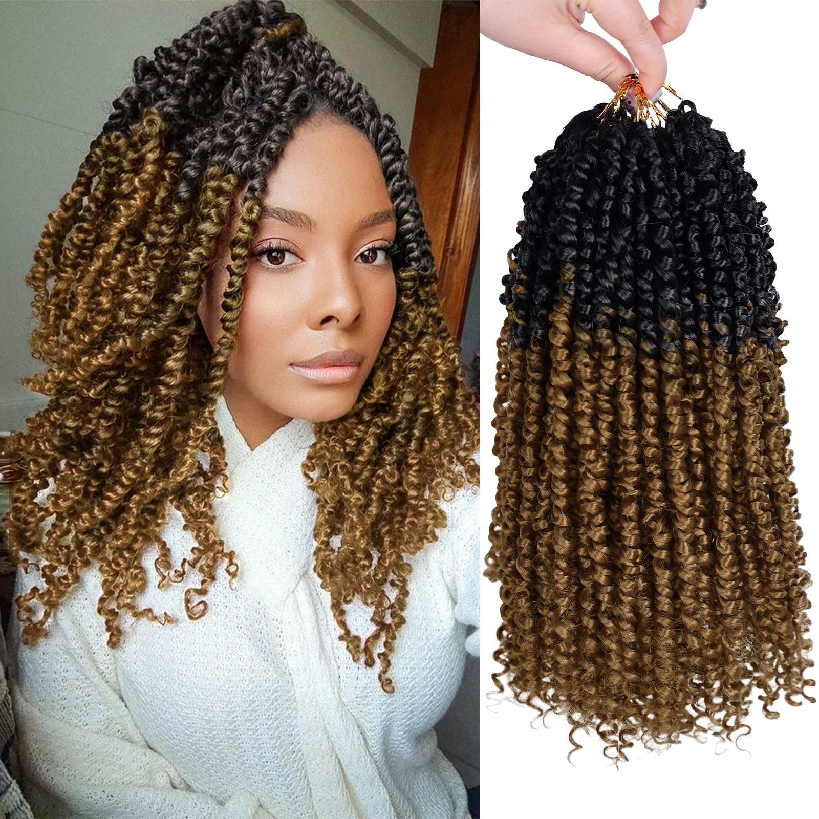 NAYOO Passion Twist Hair - 8 Packs 12 Inch Passion Twist Crochet Hair For Women, Crochet Pretwisted Curly Hair Passion Twists Synthetic Braiding Hair
