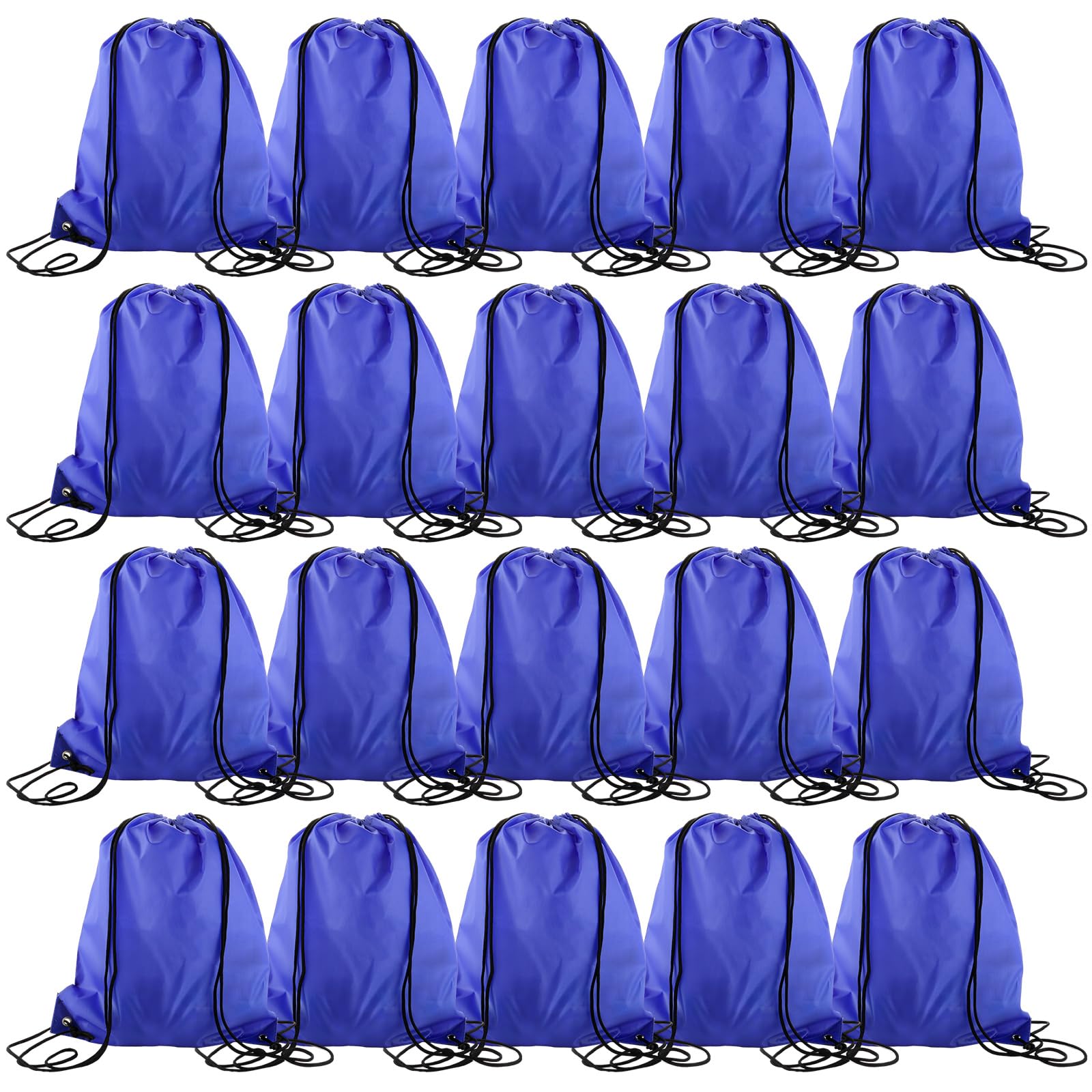 DAJAVE 20 stuks gymtassen, saffierblauw, 34 x 43 cm, met trekkoord, gymtas, waterdichte zwemtas, trekkoord, rugzak voor sport, school, sportschool, reizen, zwemmen, strand, geen., no