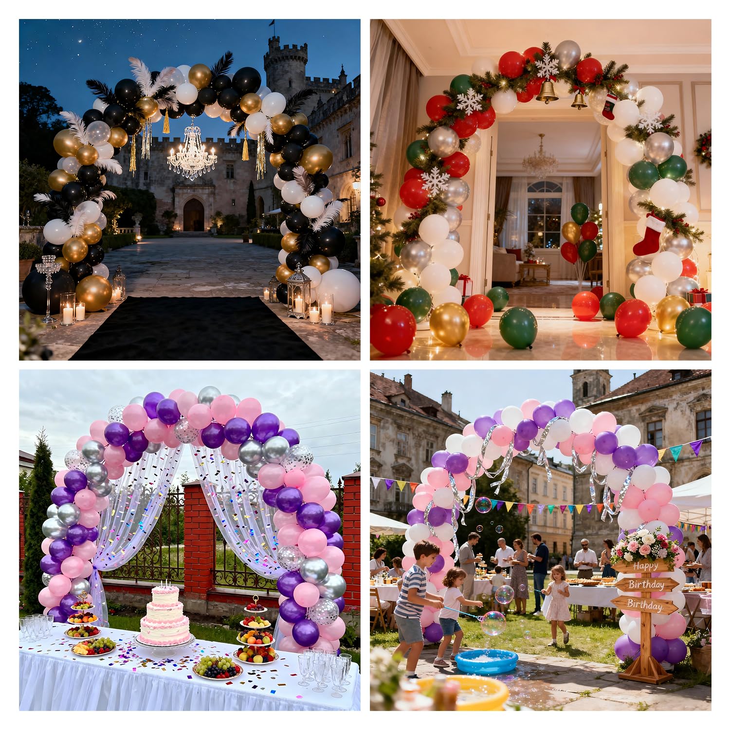 Arche de ballons, kit d'arche de ballons, support de ballons réglable, idéal pour la décoration de ballons lors d'anniversaires, mariages, Noël, fêtes prénatales et divers événements