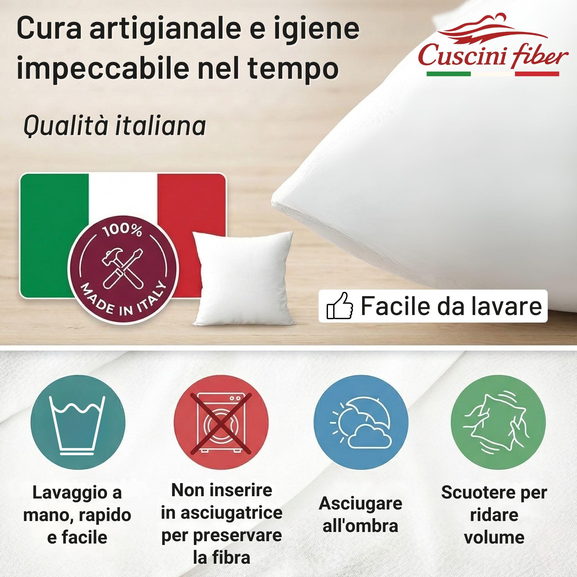 cuscini fiber Set 8 imbottiture Cuscini bianchi 45 x 45 cm morbida made in Italy divano letto