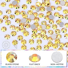 Novani Rhinestones 3000Pcs Flatback Crystal Round Loose Gemstones Glass Rhinestones for Crafts Makeup Nail Art Clothes Shoes DIY Decorations(SS8, 2.3-2.5mm,MetalSunlight)