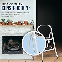 Vista 2 de SIMPLI-Magic Escalera de 2 Escalones, Taburete Plegable de Capacidad de 350 LBS – Escalones Anchos Antideslizantes y Empuñadura – Taburete de Acero